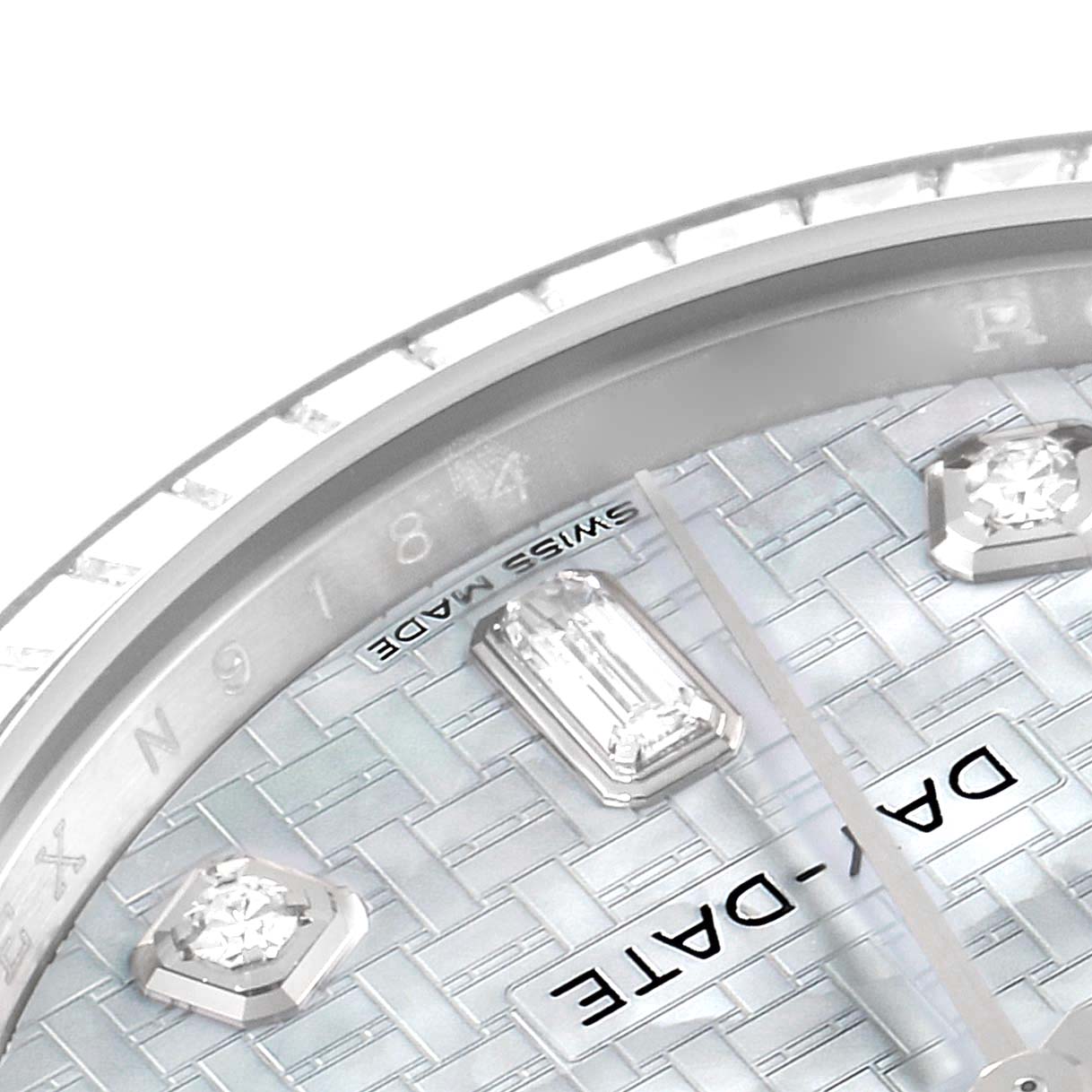 Rolex President Day-Date White Gold Diamond Dial Bezel Watch 118399 Box Card