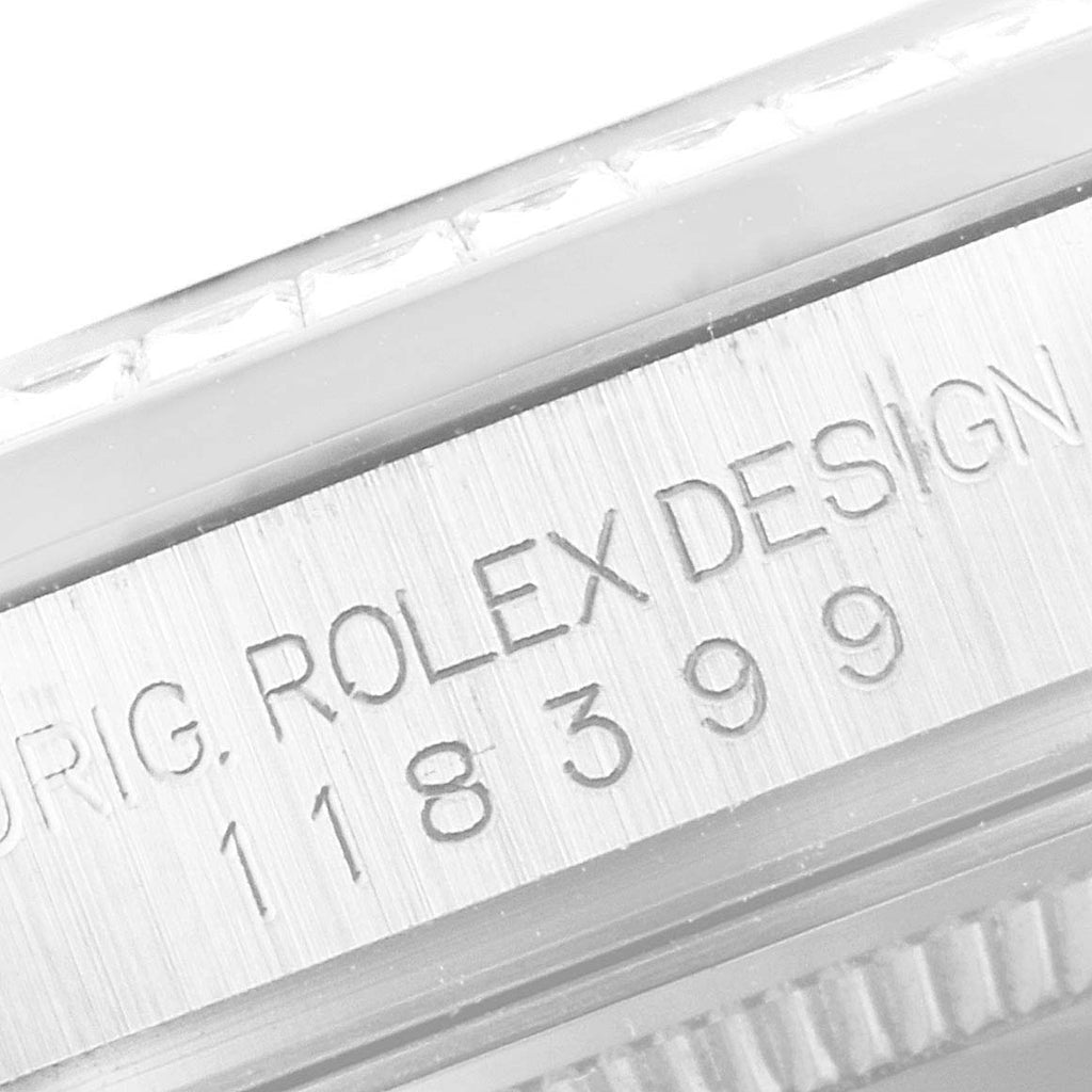 Rolex President Day-Date White Gold Diamond Dial Bezel Watch 118399 Box Card
