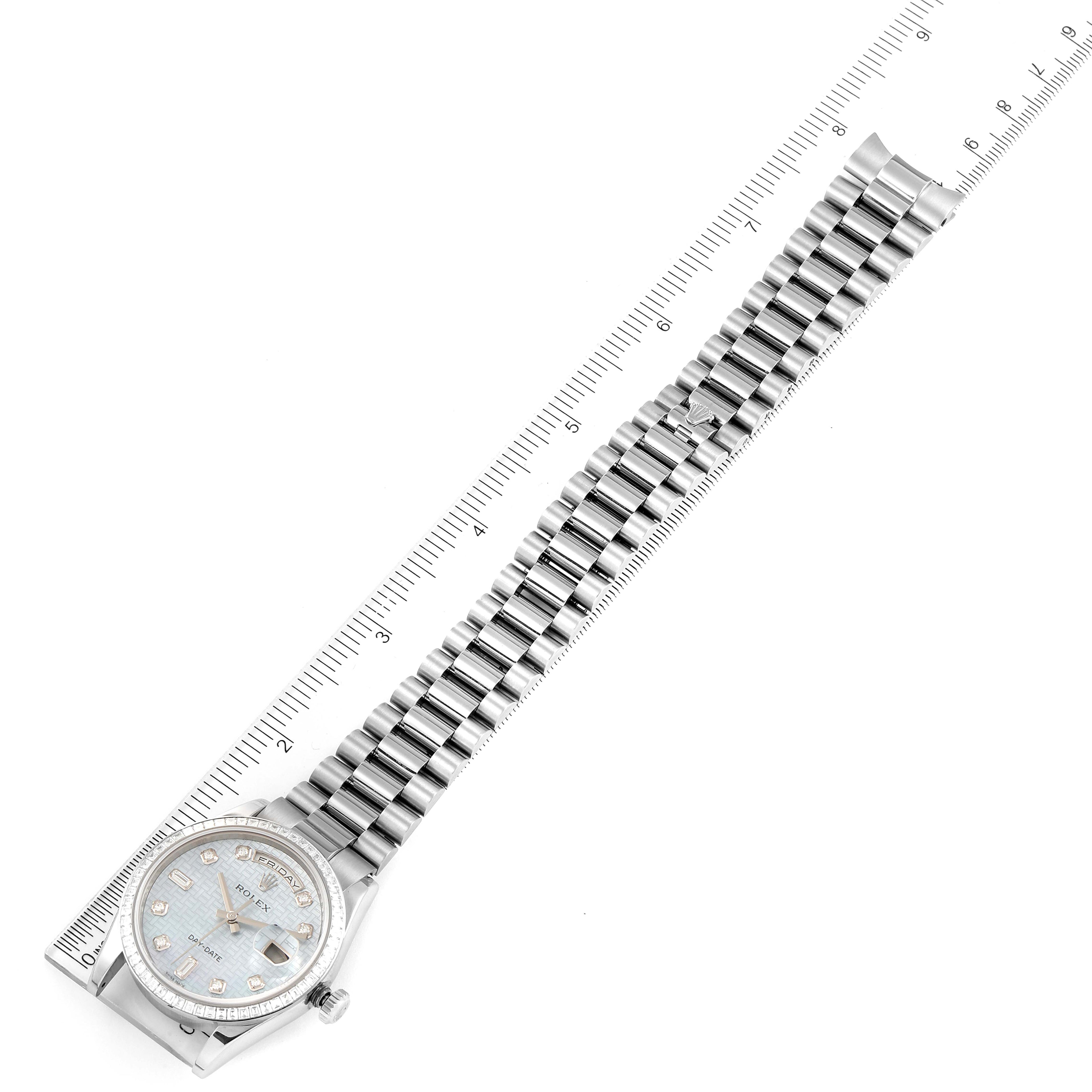 Rolex President Day-Date White Gold Diamond Dial Bezel Watch 118399 Box Card