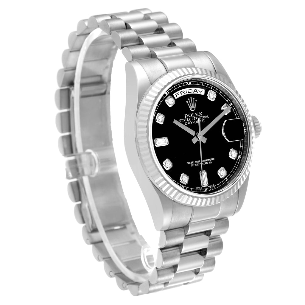 Rolex President Day-Date White Gold Diamond Dial Mens Watch 118239 Box Card