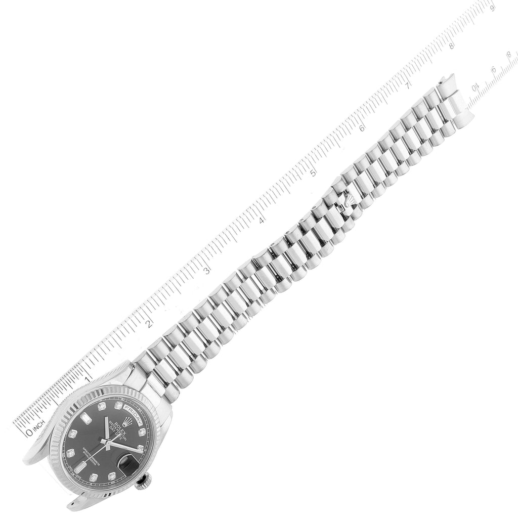 Rolex President Day-Date White Gold Diamond Dial Mens Watch 118239 Box Card