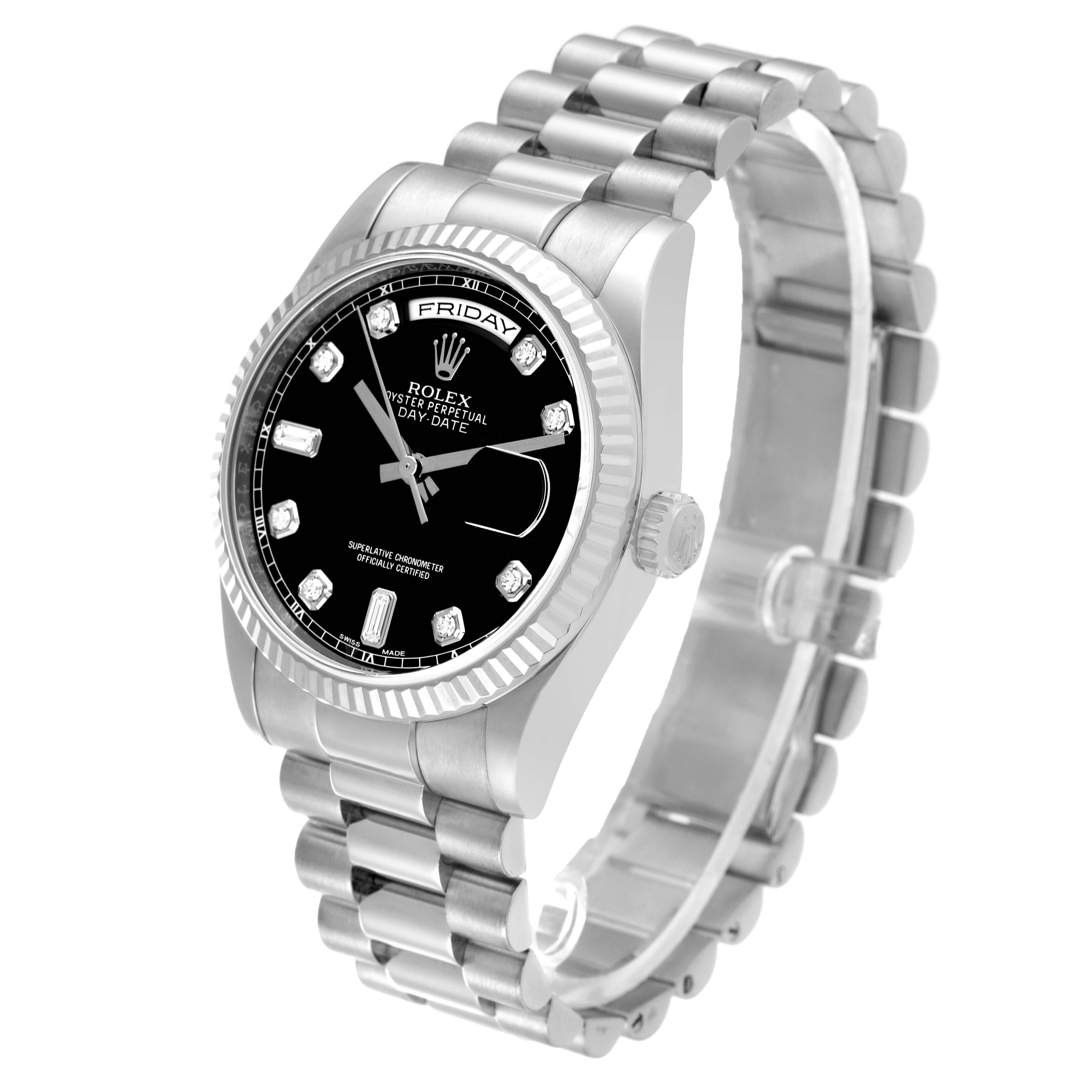 Rolex President Day-Date White Gold Diamond Dial Mens Watch 118239 Box Card