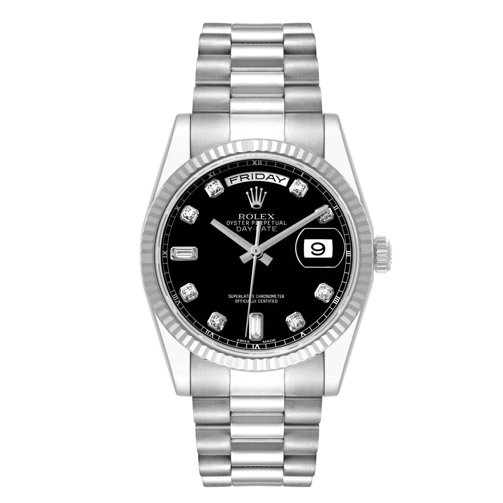 Rolex President Day-Date White Gold Diamond Dial Mens Watch 118239 Box Card