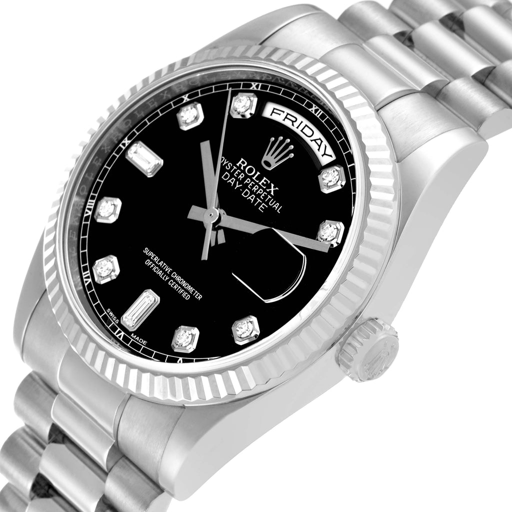 Rolex President Day-Date White Gold Diamond Dial Mens Watch 118239 Box Card