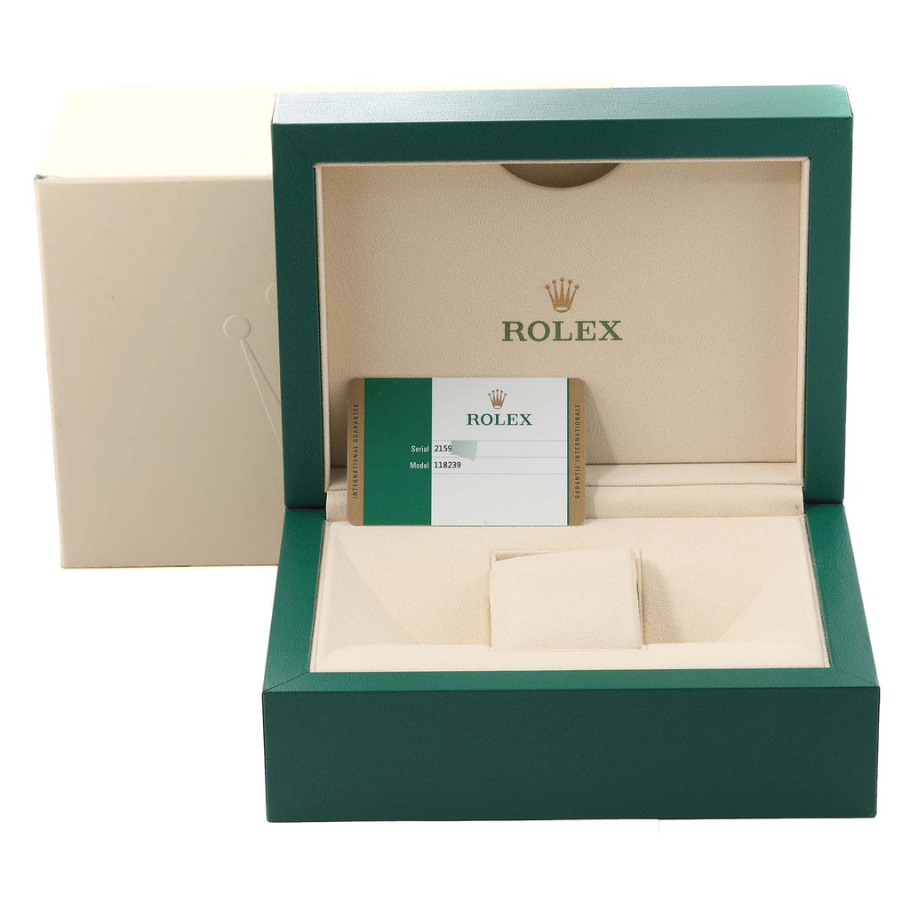 Rolex President Day-Date White Gold Diamond Dial Mens Watch 118239 Box Card