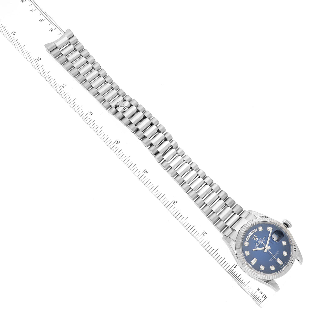 Rolex President Day-Date White Gold Diamond Dial Mens Watch 128239 Box Card