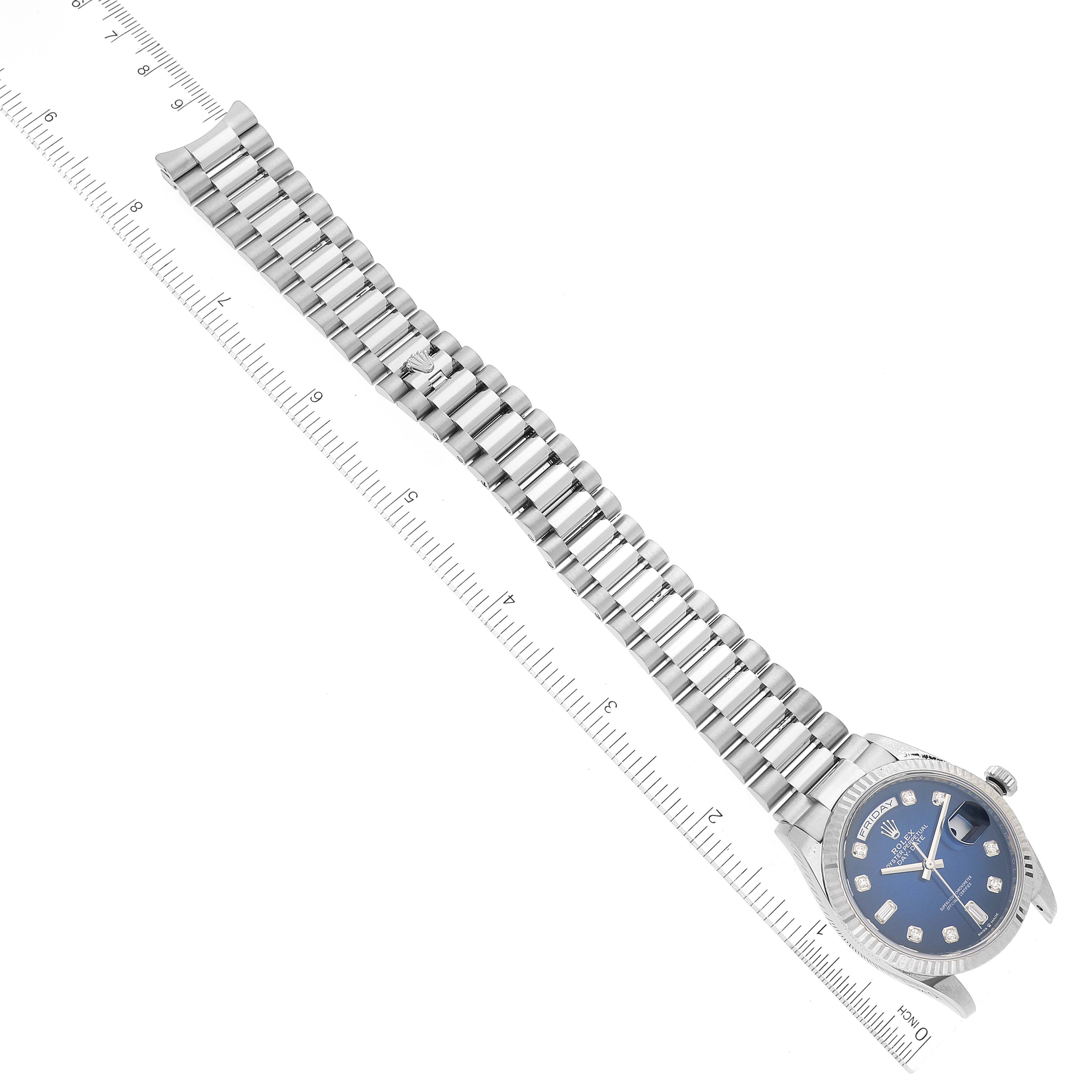 Rolex President Day-Date White Gold Diamond Dial Mens Watch 128239 Box Card