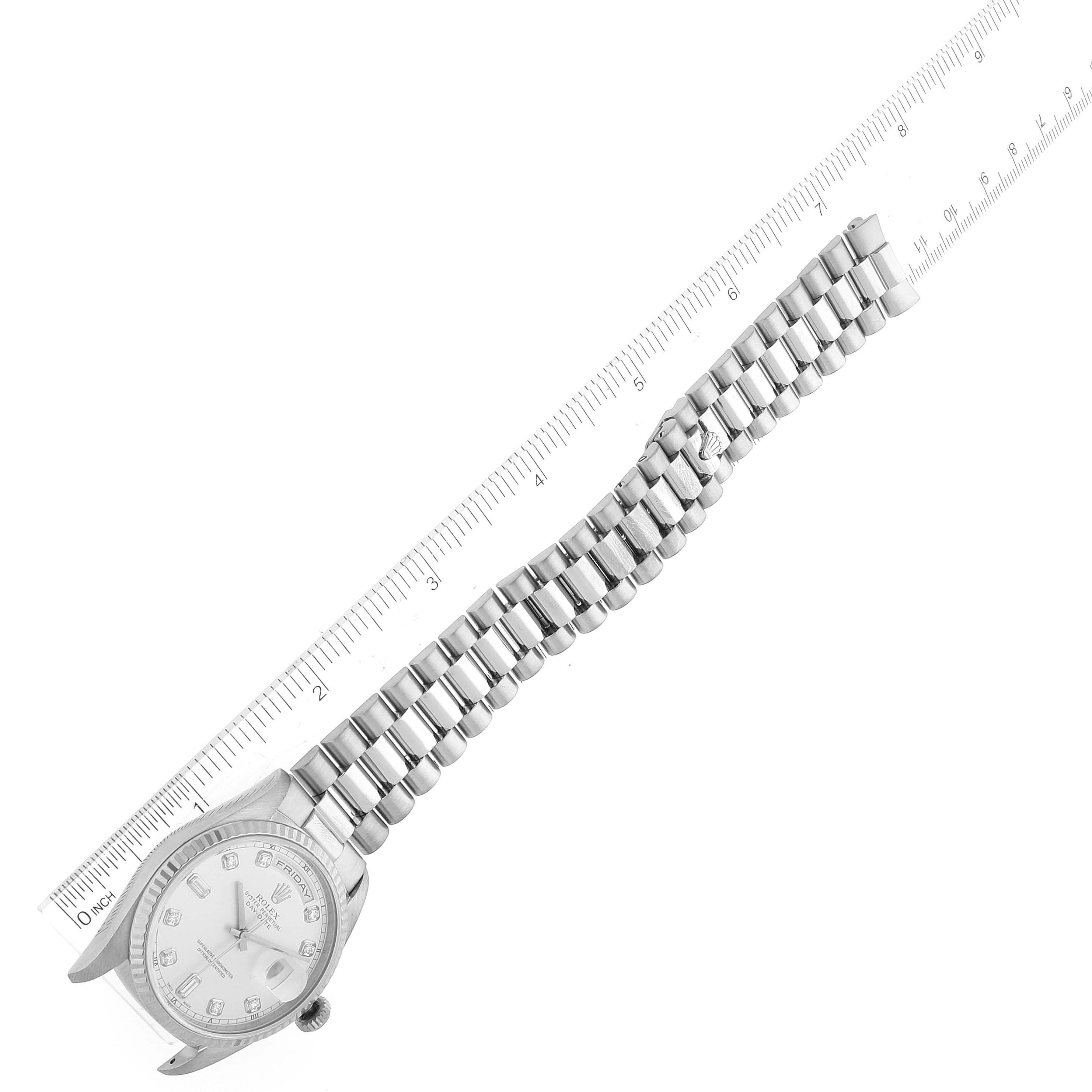Rolex President Day-Date White Gold Diamond Mens Watch 18239 Box Papers