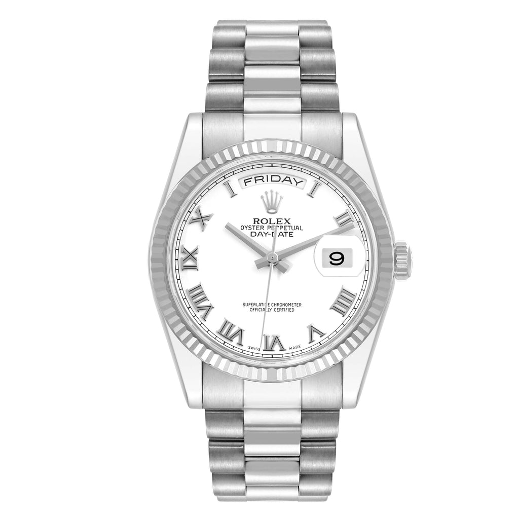 Rolex President Day-Date White Gold Mens Watch 118239 Box Card + 2 Extra links