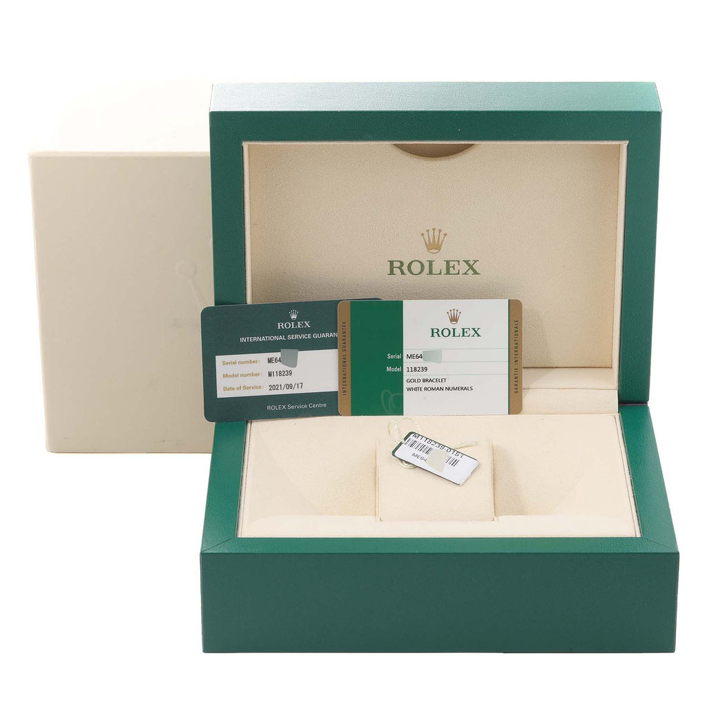 Rolex President Day-Date White Gold Mens Watch 118239 Box Card + 2 Extra links
