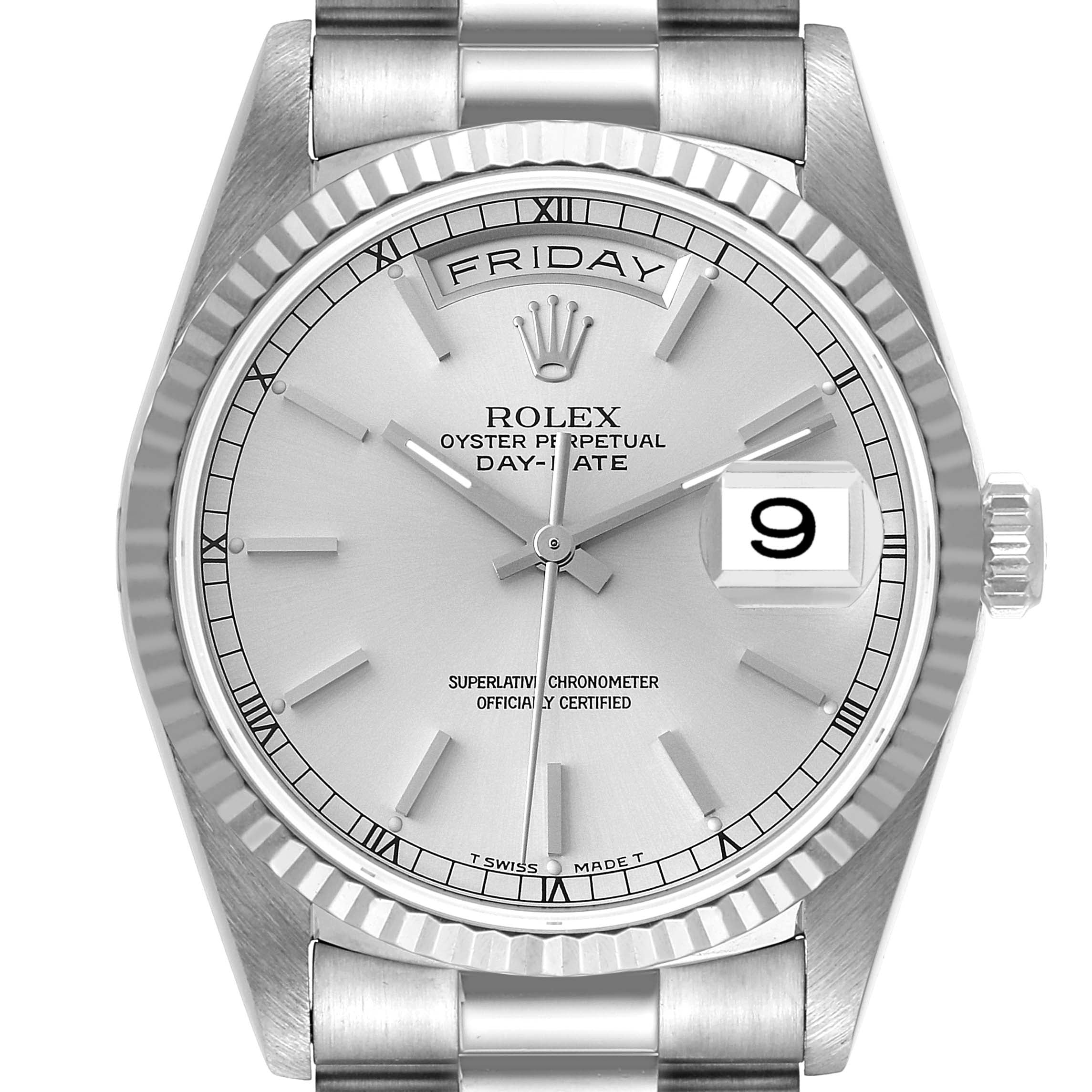Rolex President Day-Date White Gold Mens Watch 18239 Box Service Papers