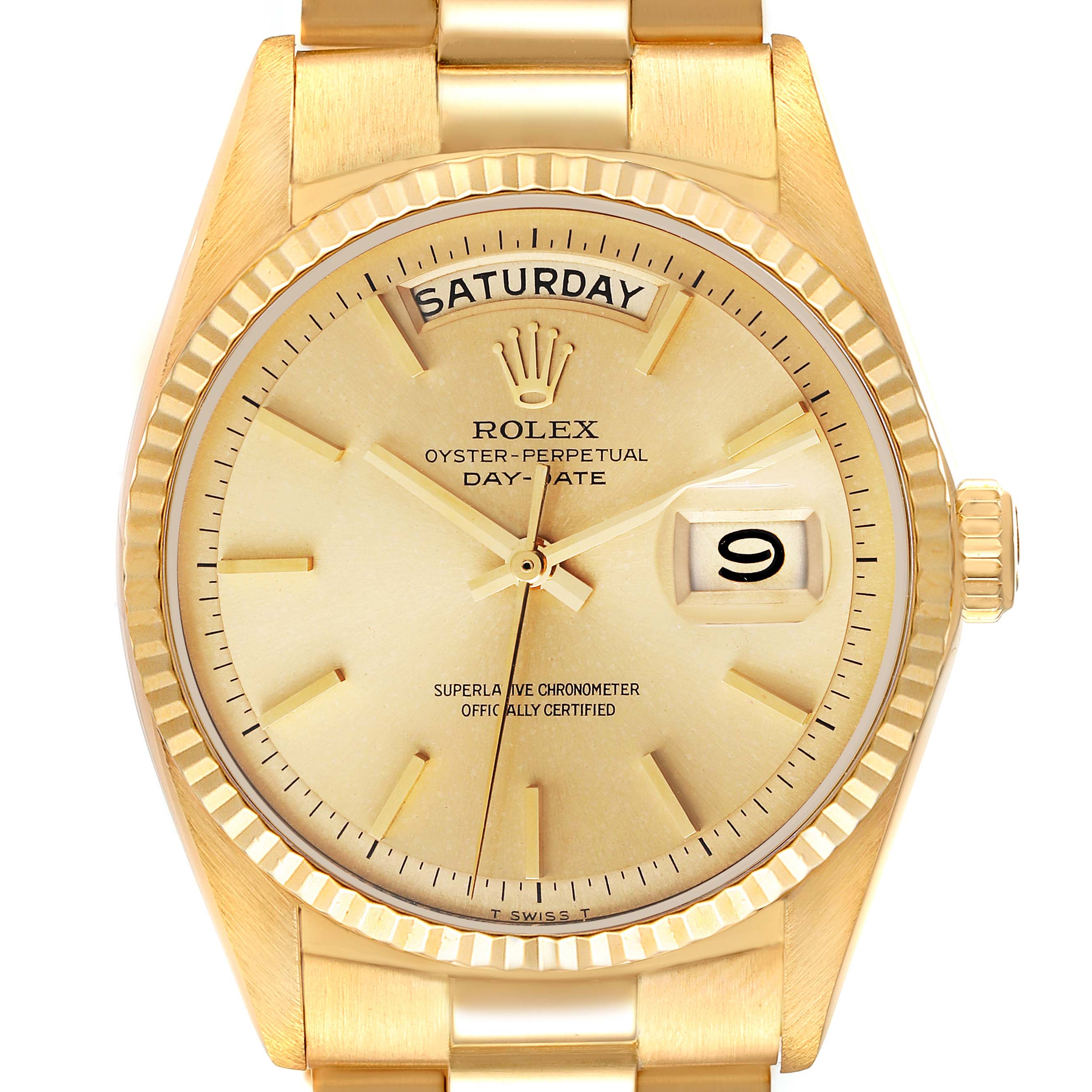 Rolex President Day-Date Wide Yellow Vintage Gold Mens Watch 1803