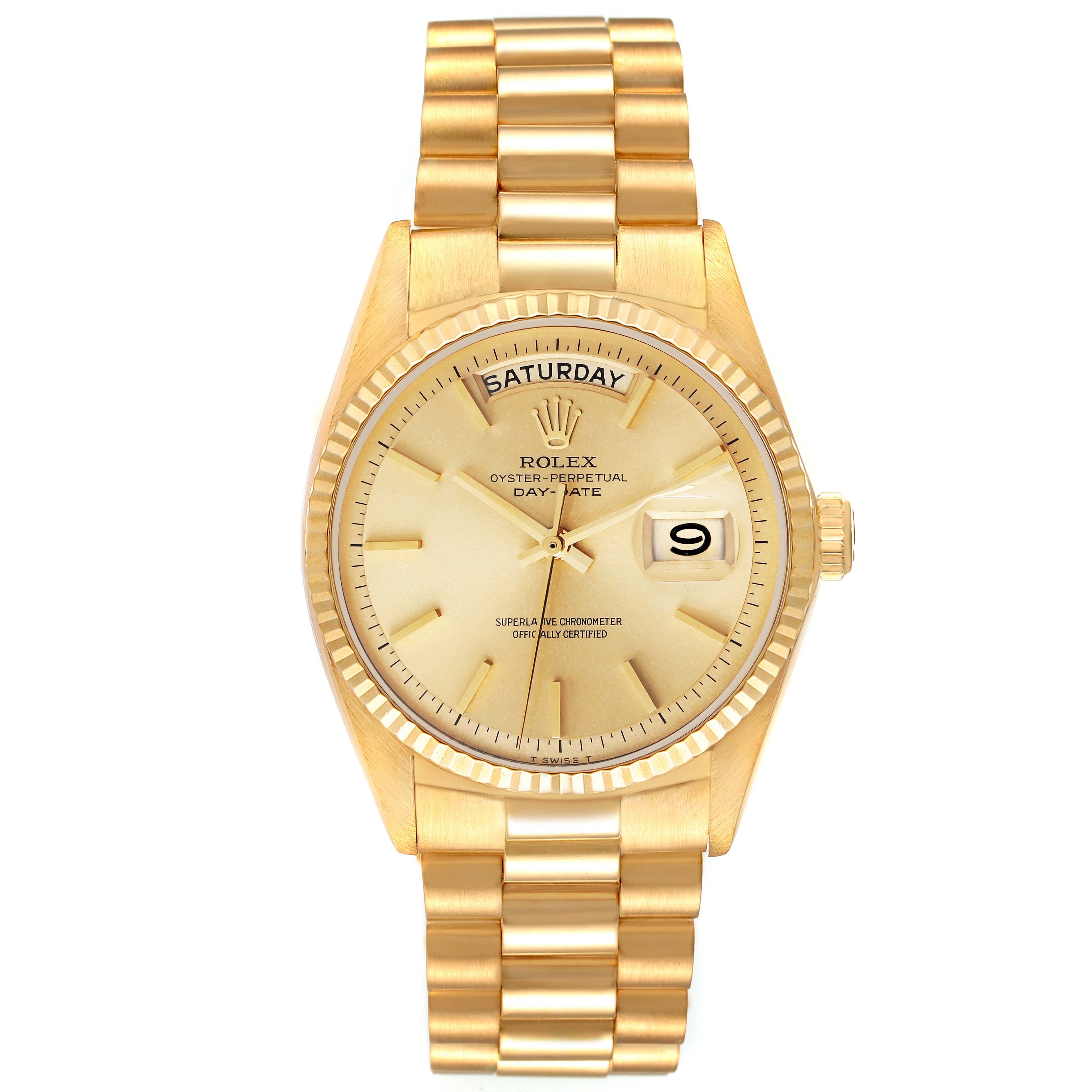 Rolex President Day-Date Wide Yellow Vintage Gold Mens Watch 1803