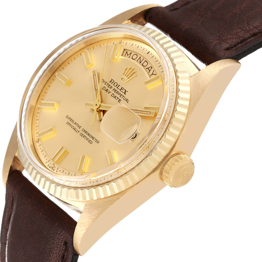 Rolex President Day-Date Wide Fat Boy Yellow Vintage Gold Mens Watch 1803