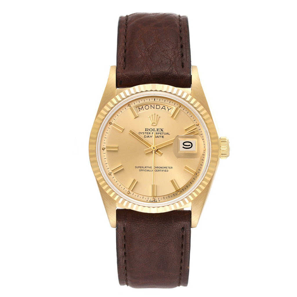 Rolex President Day-Date Wide Fat Boy Yellow Vintage Gold Mens Watch 1803