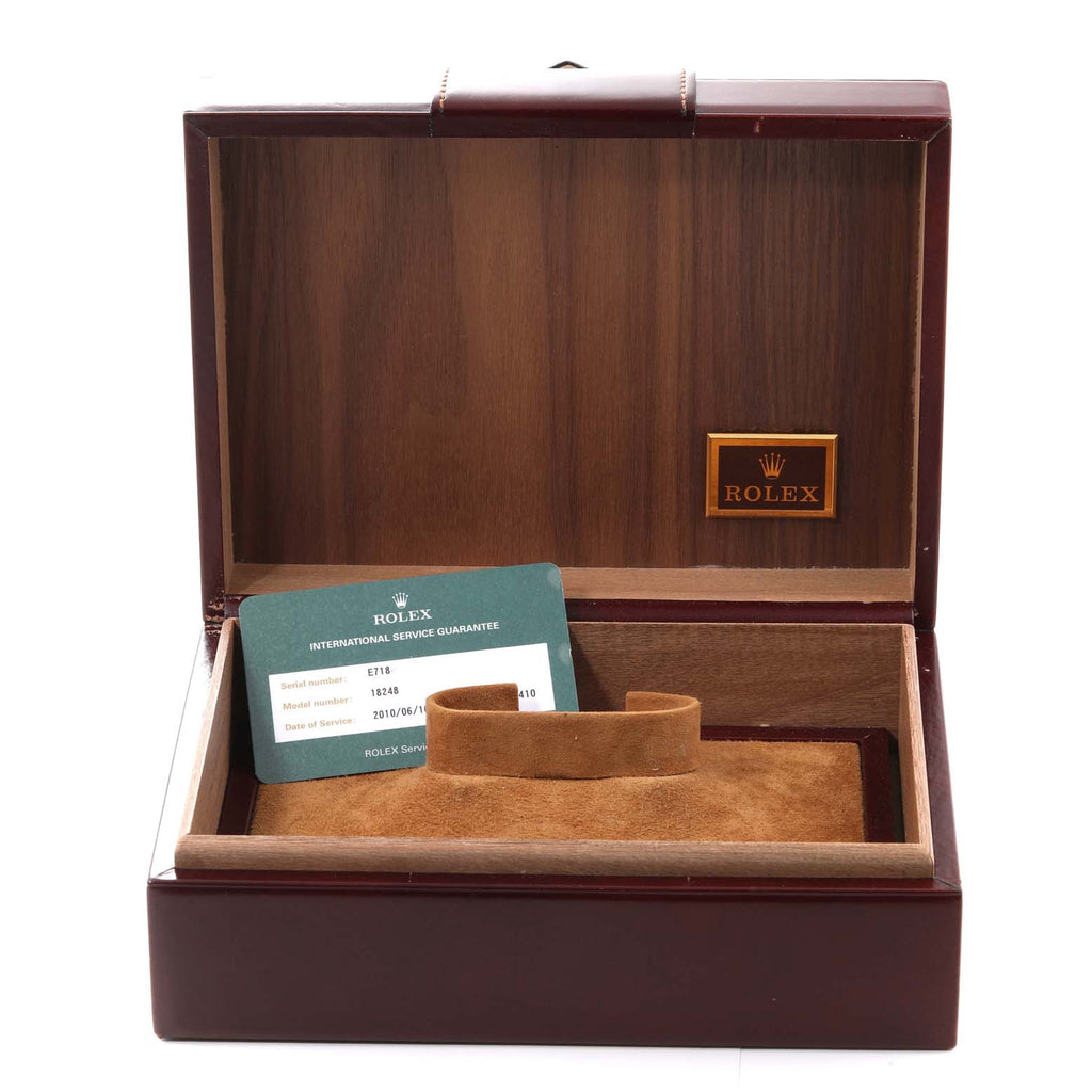 Rolex President Day-Date Yellow Gold Bark Diamond Dial Mens Watch 18248 Box Card