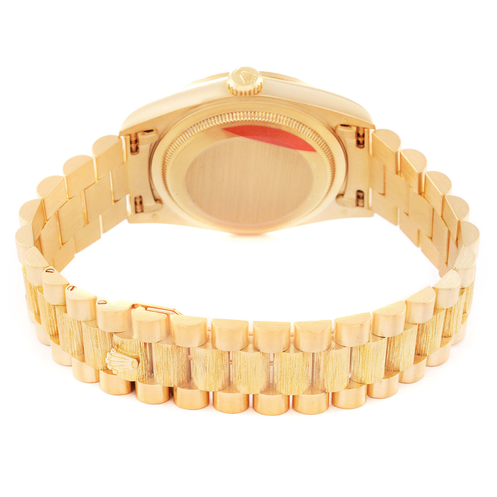 Rolex President Day-Date Yellow Gold Bark Diamond Dial Mens Watch 18248 Box Card