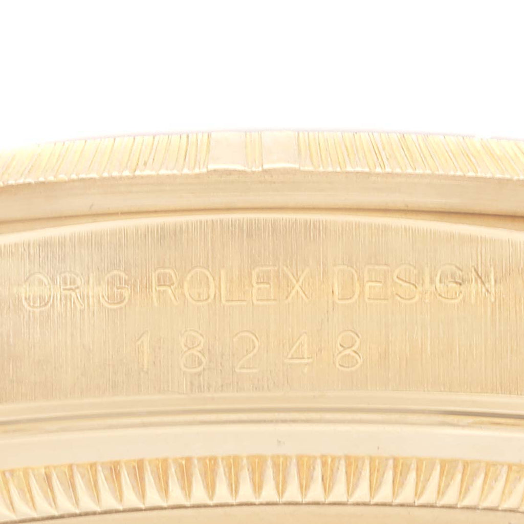 Rolex President Day-Date Yellow Gold Bark Diamond Dial Mens Watch 18248 Box Card