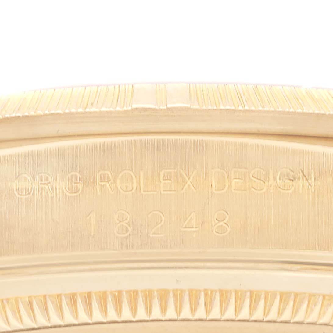 Rolex President Day-Date Yellow Gold Bark Diamond Dial Mens Watch 18248 Box Card