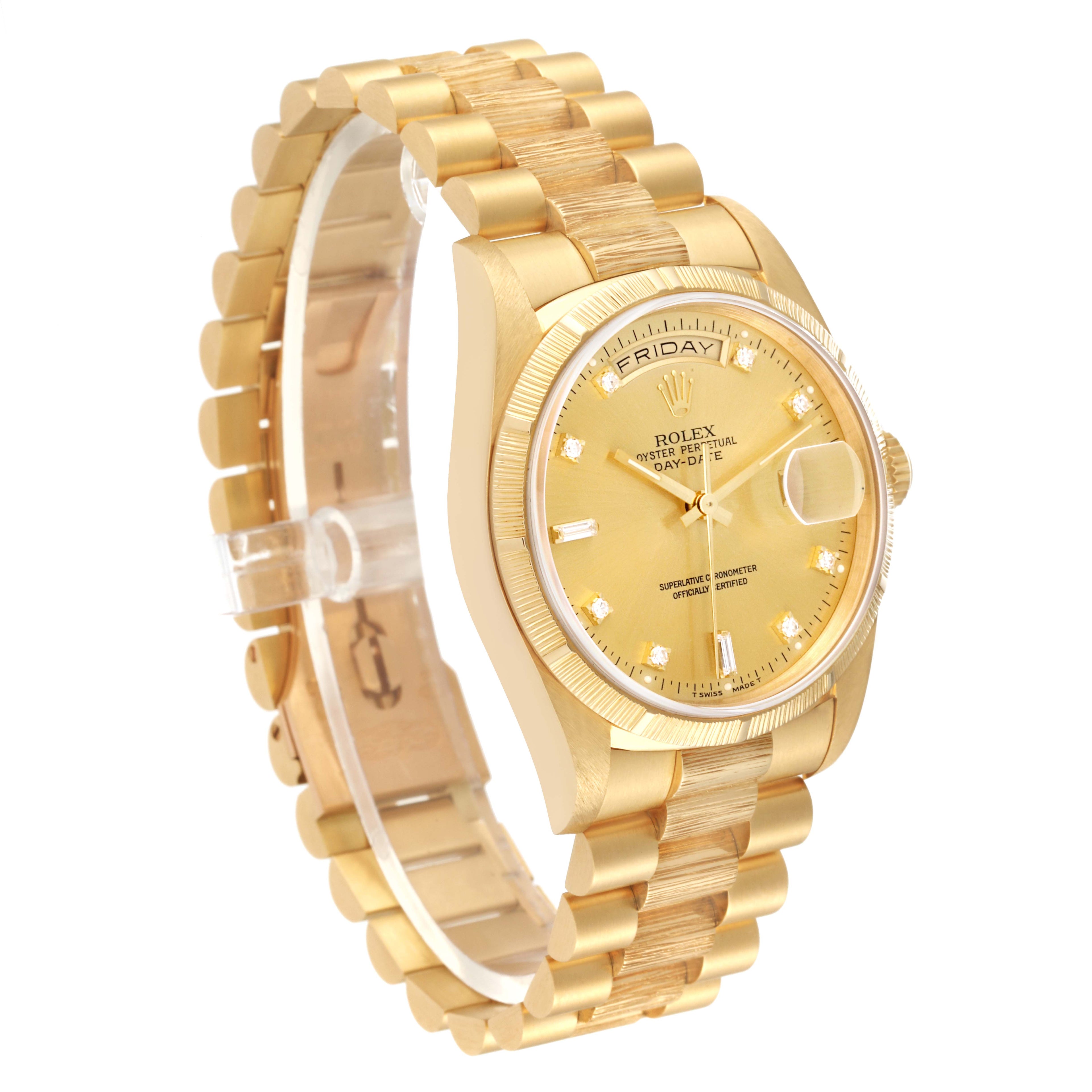 Rolex President Day-Date Yellow Gold Diamond Mens Watch 18248 Box Papers