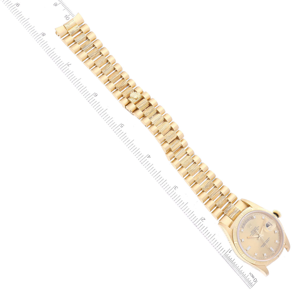 Rolex President Day-Date Yellow Gold Diamond Mens Watch 18248 Box Papers
