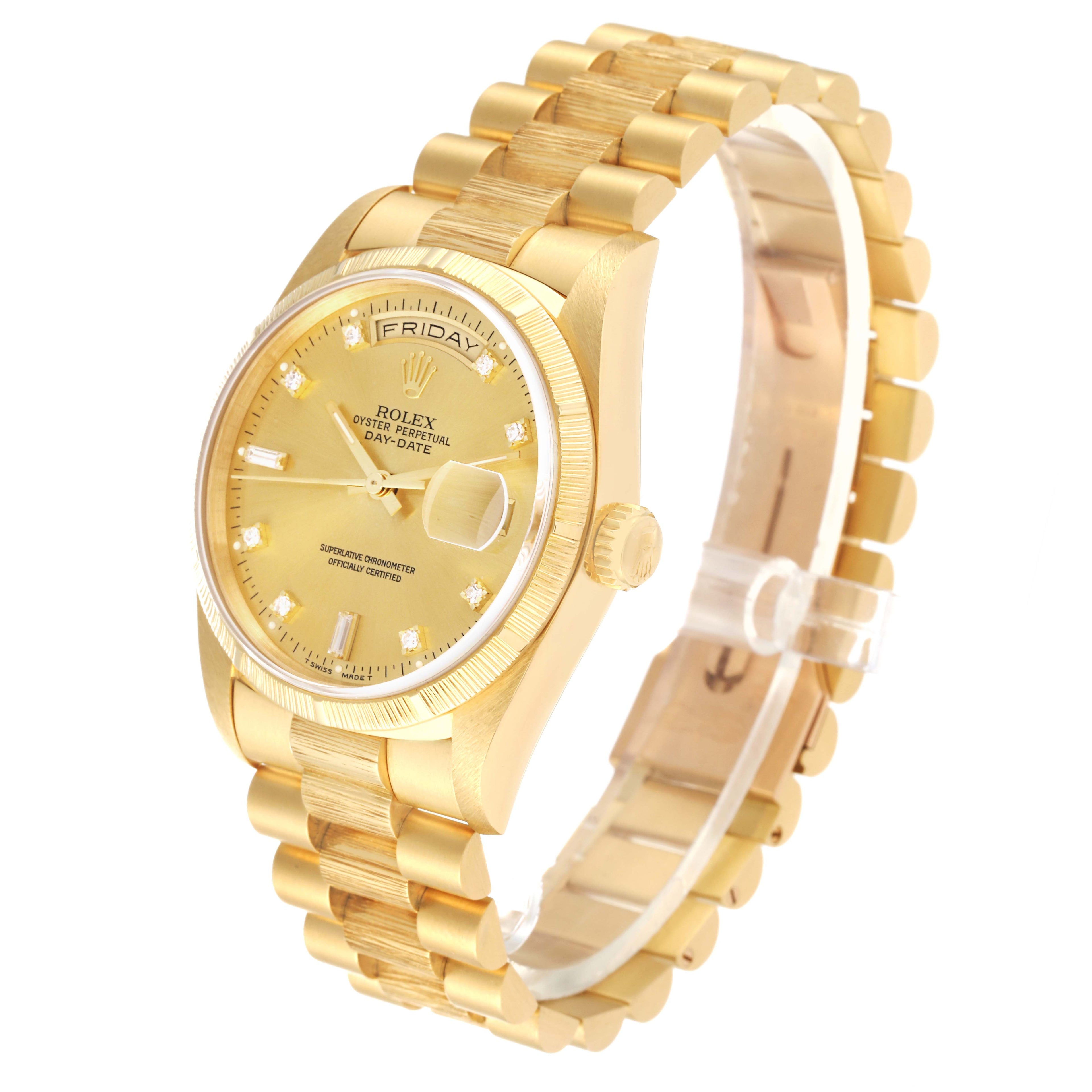 Rolex President Day-Date Yellow Gold Diamond Mens Watch 18248 Box Papers