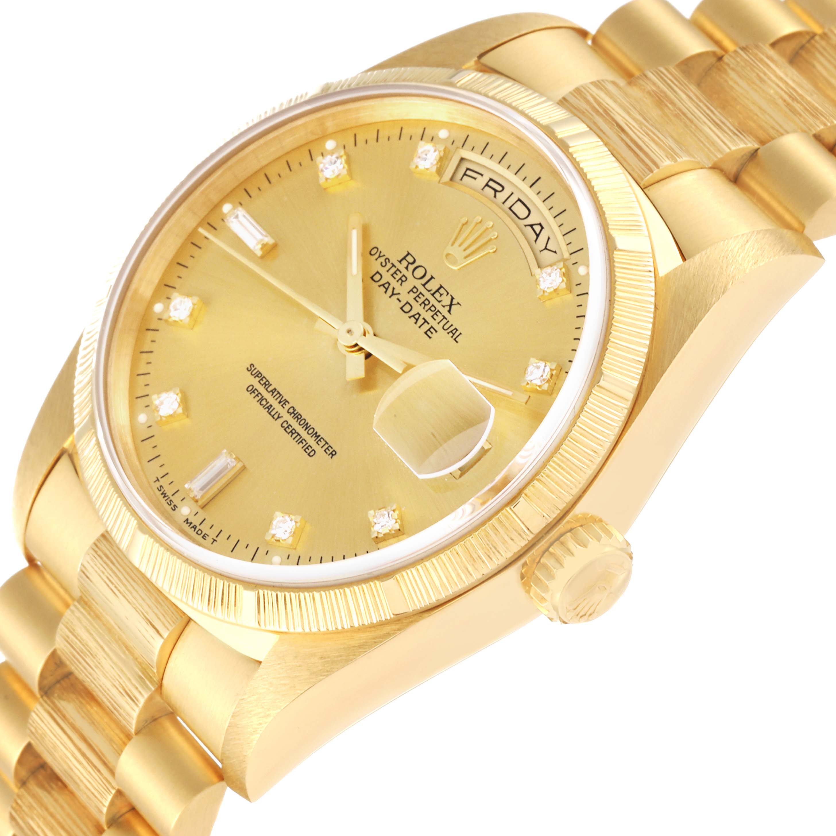 Rolex President Day-Date Yellow Gold Diamond Mens Watch 18248 Box Papers