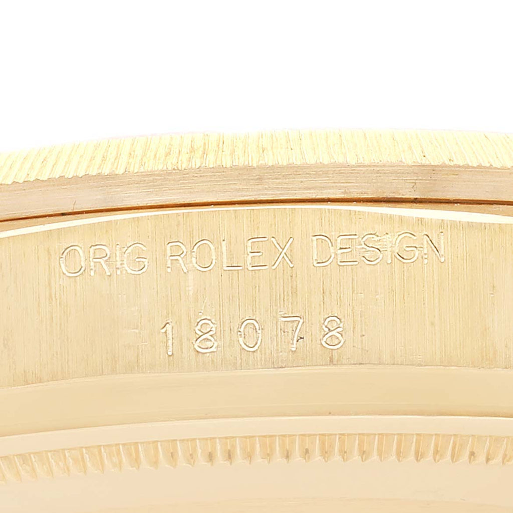 Rolex President Day-Date Yellow Gold Bark Finish Linen Dial Mens Watch 18078