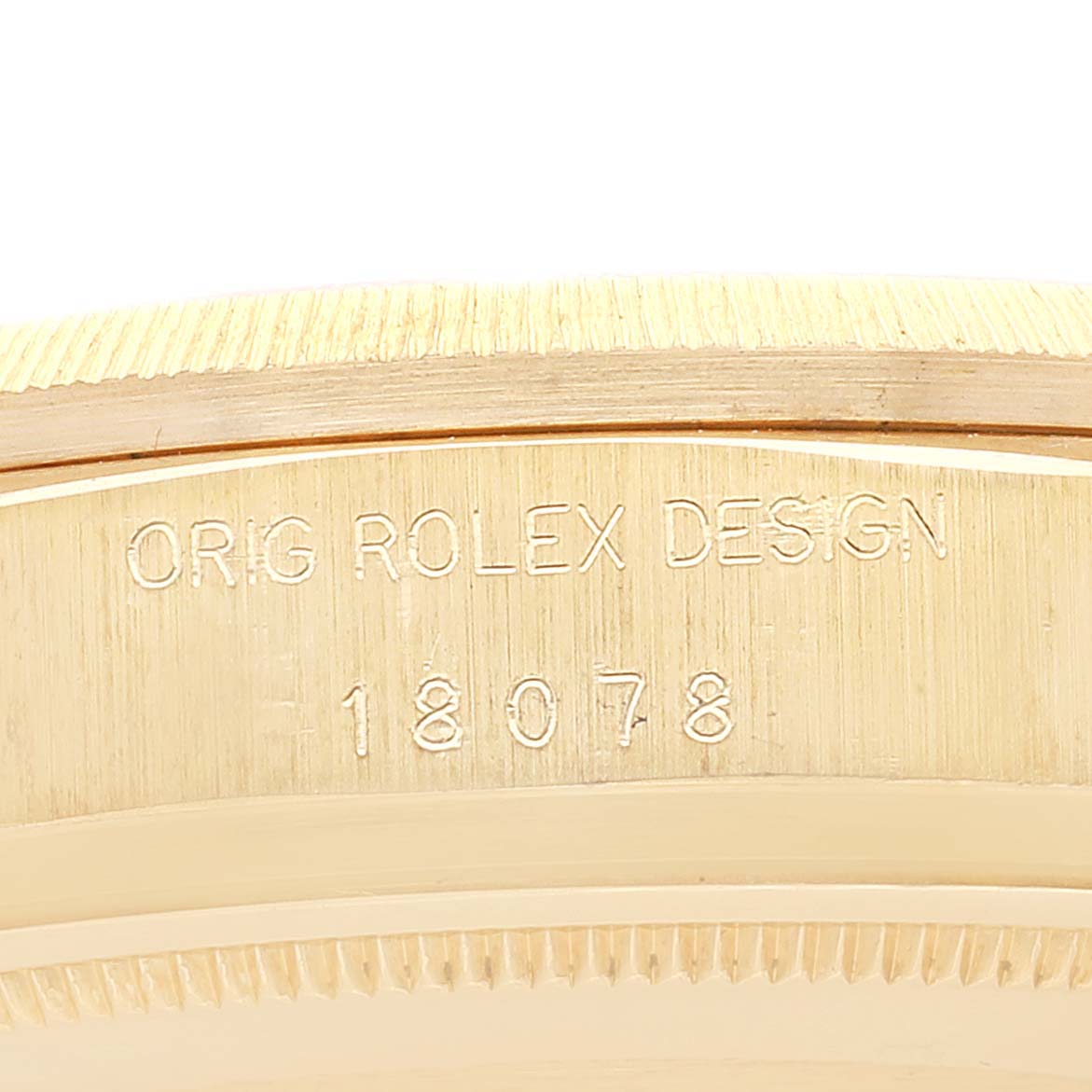 Rolex President Day-Date Yellow Gold Bark Finish Linen Dial Mens Watch 18078