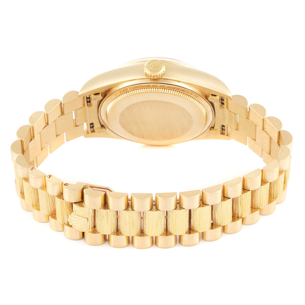 Rolex President Day-Date Bark Finish Yellow Gold Mens Watch 18078
