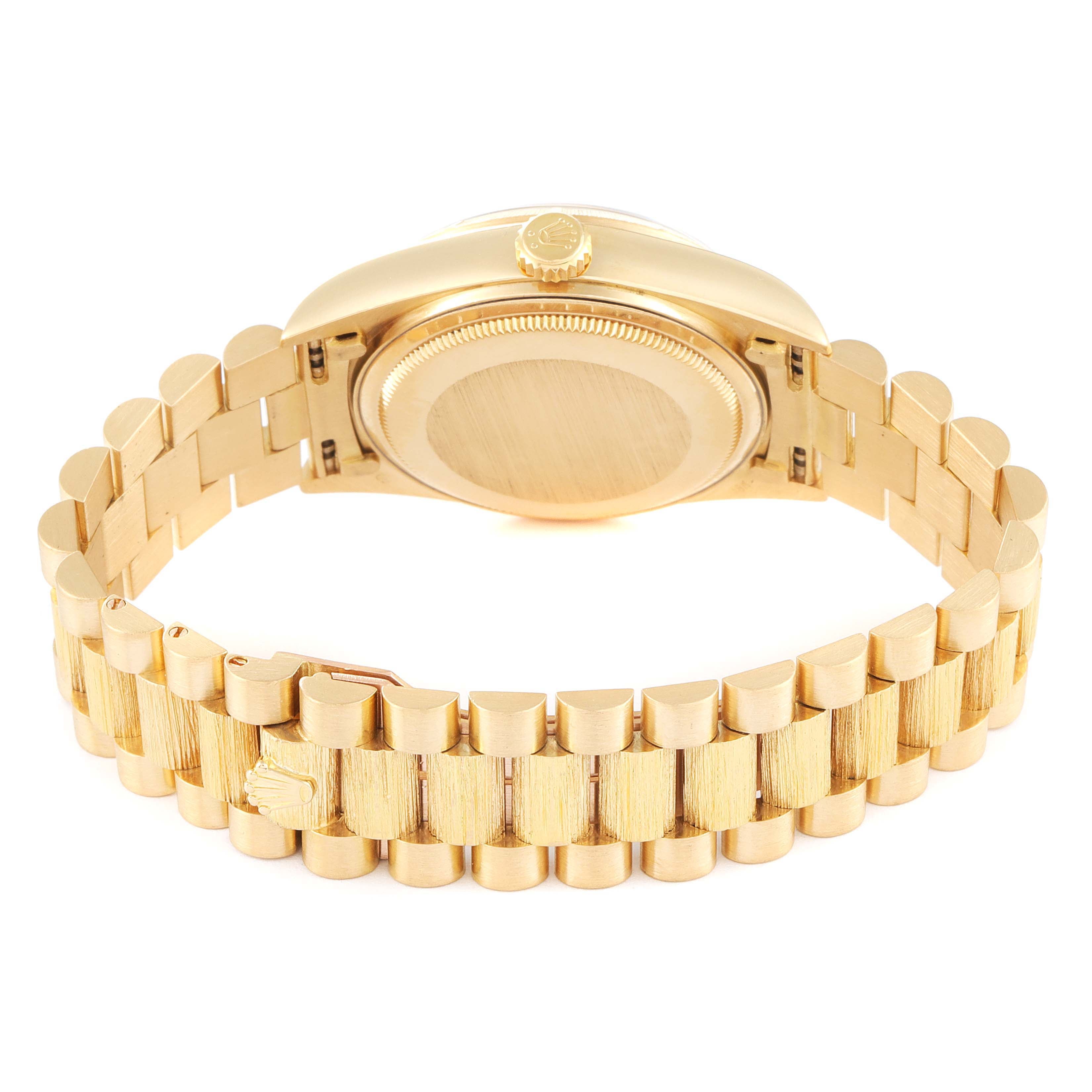 Rolex President Day-Date Bark Finish Yellow Gold Mens Watch 18078