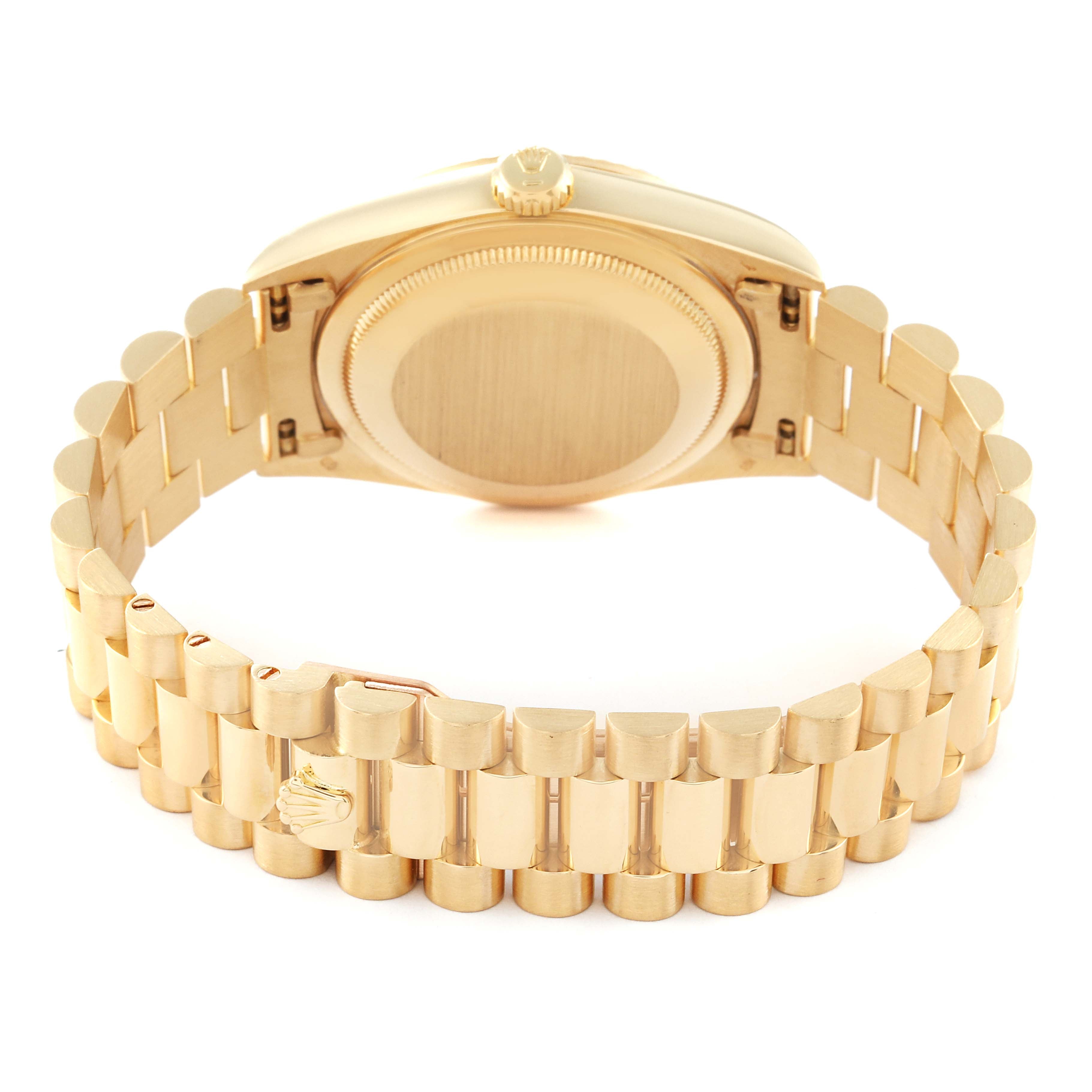 Rolex President Day-Date Yellow Gold Black Diamond Dial Mens Watch 18238 + 1 additional link