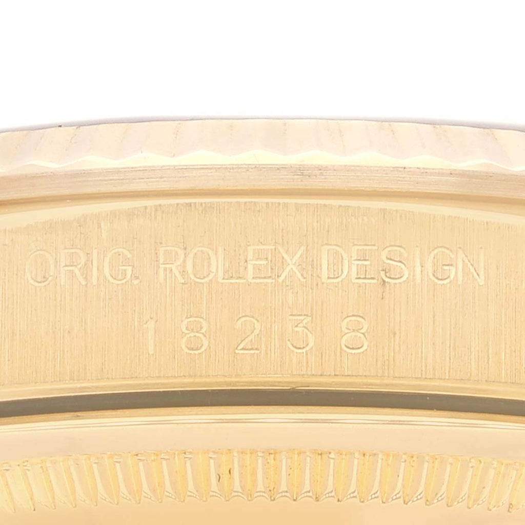 Rolex President Day-Date Yellow Gold Blue Diamond Dial Watch 18238 Box  Papers