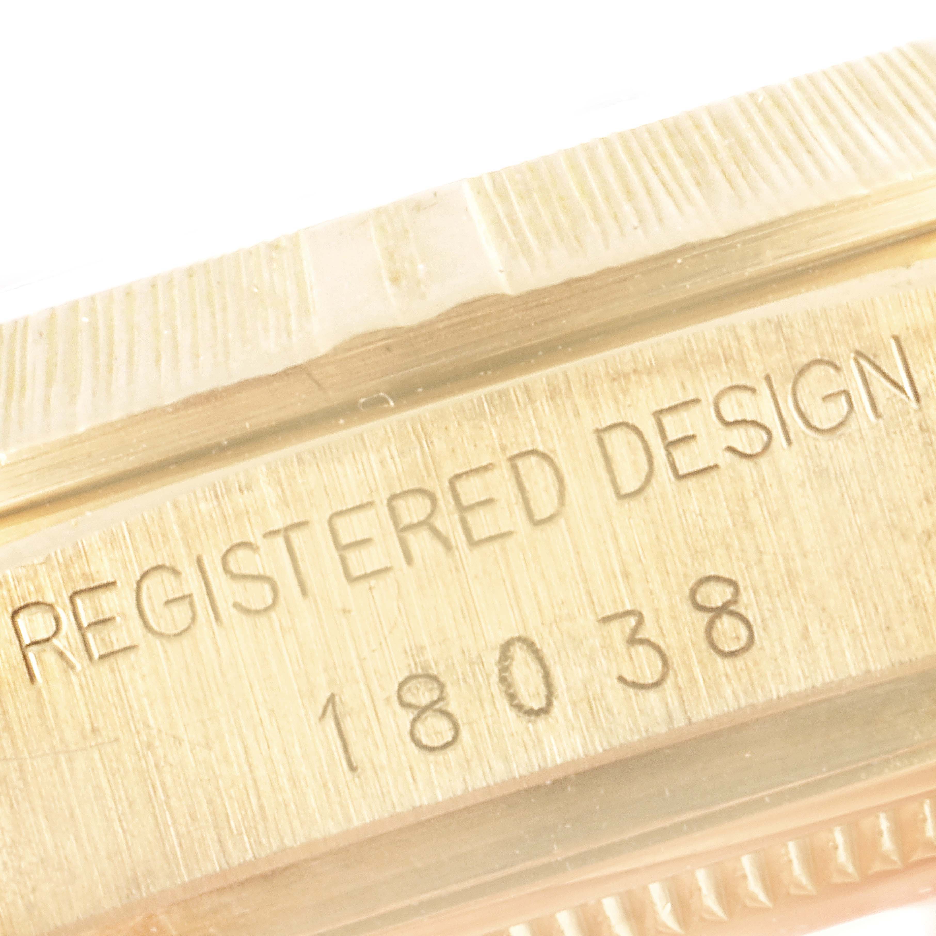 Rolex President Day-Date Yellow Gold Burl Wood Dial Mens Watch 18038