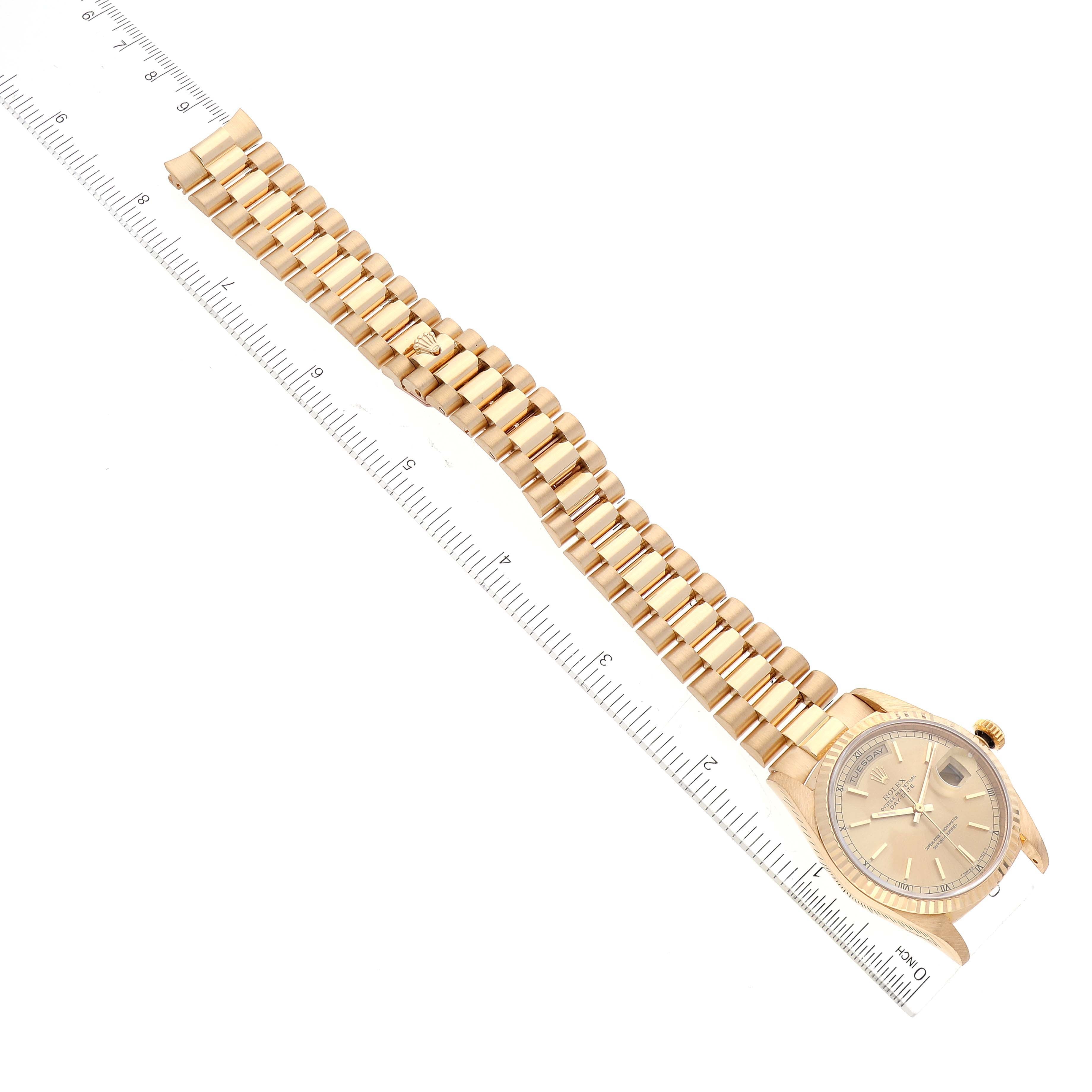 Rolex President Day-Date Yellow Gold Champagne Dial Mens Watch 18238 Papers
