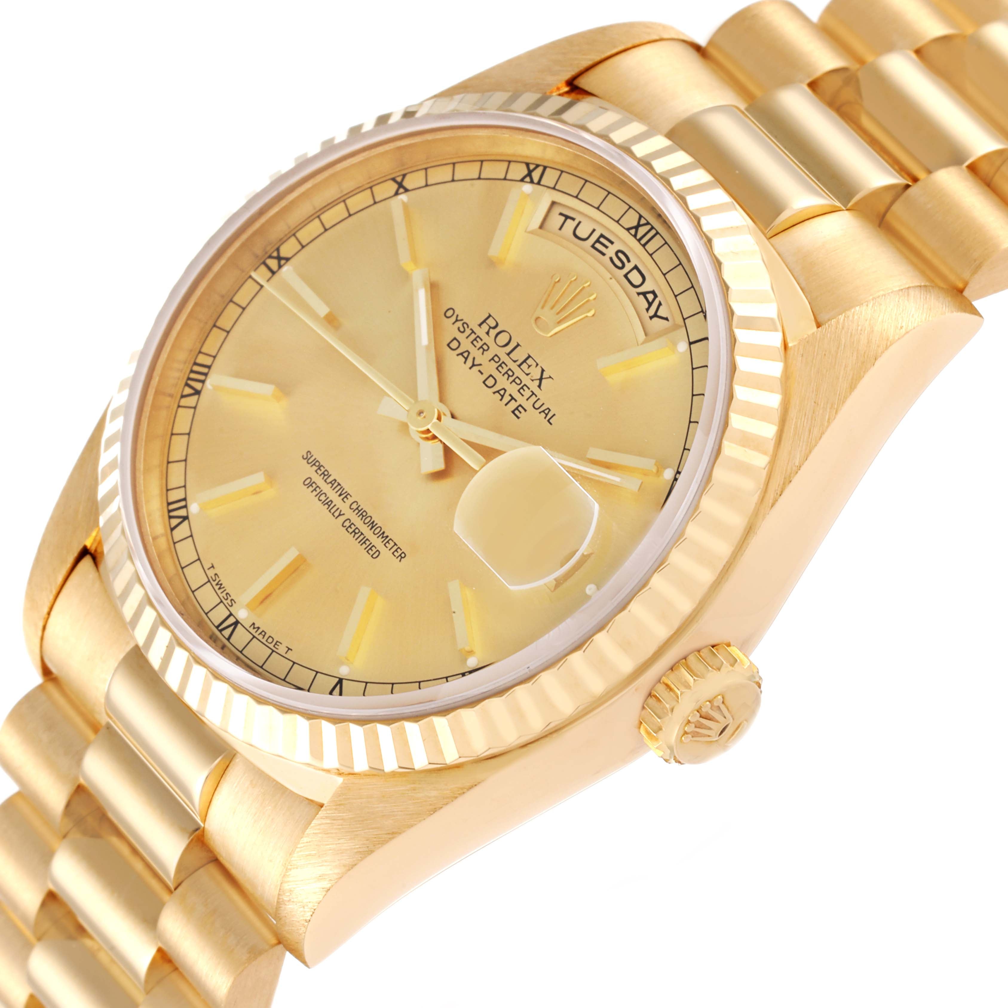 Rolex President Day-Date Yellow Gold Champagne Dial Mens Watch 18238 Papers