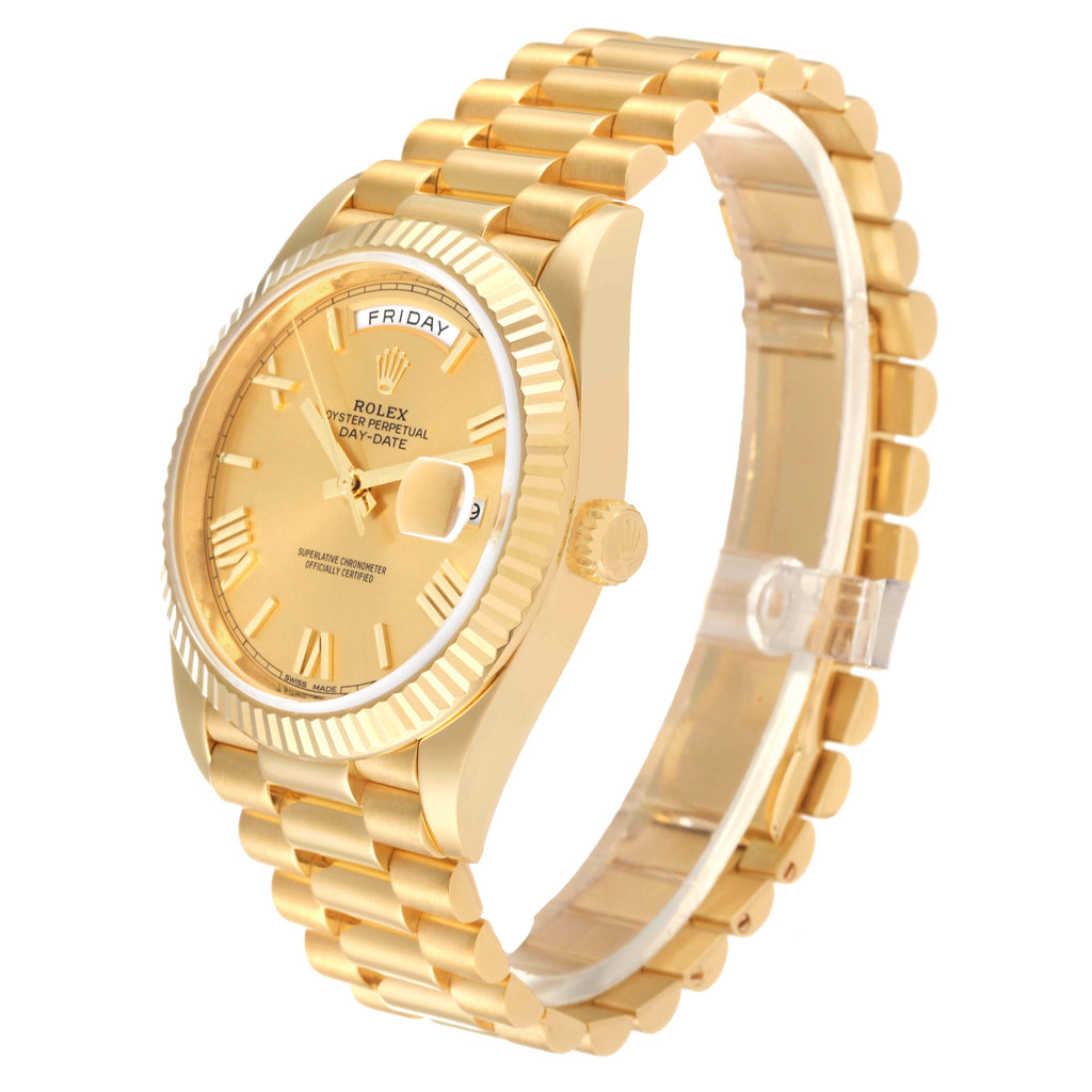 Rolex President Day-Date Yellow Gold Champagne Dial Mens Watch 228238 Box Card