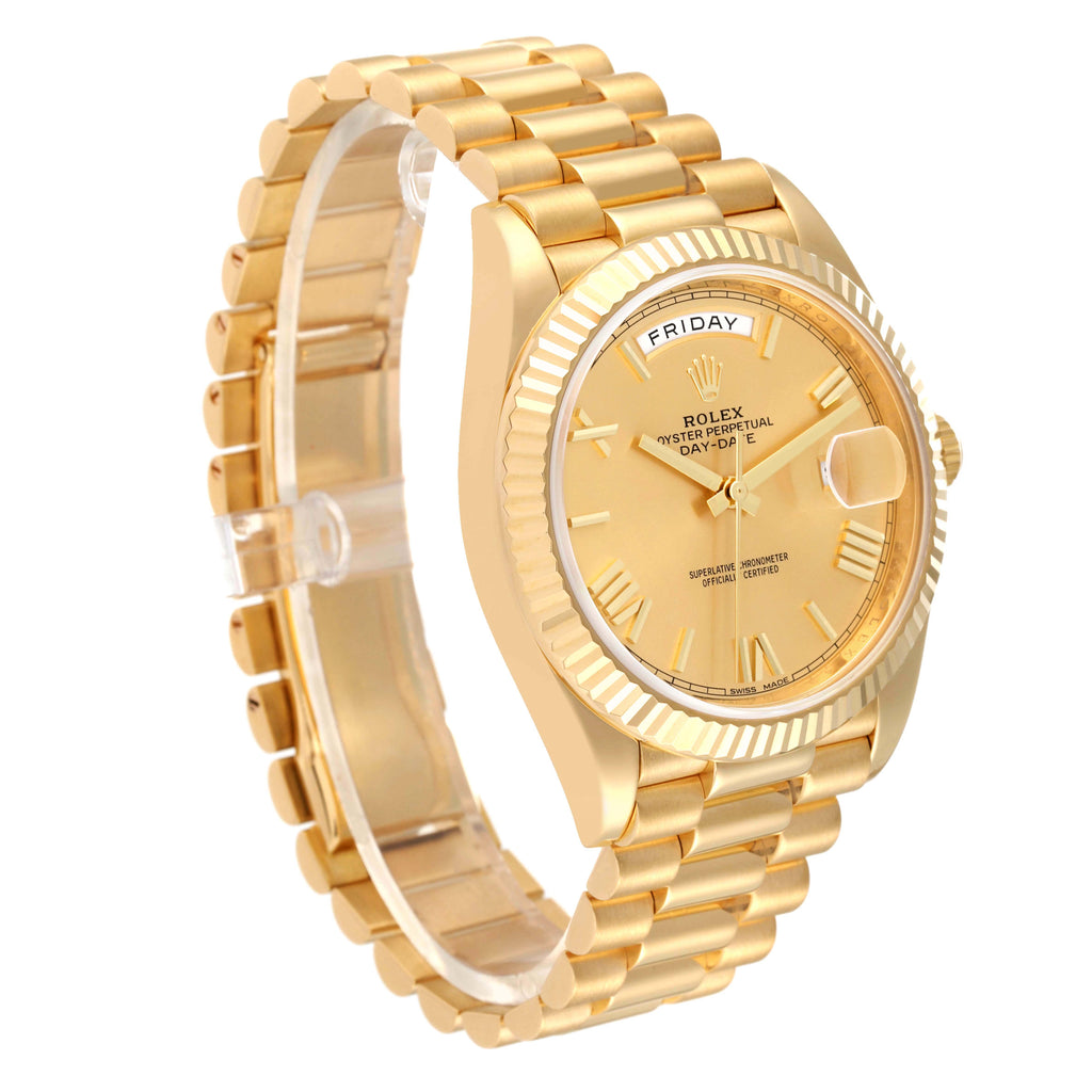 Rolex President Day-Date Yellow Gold Champagne Dial Mens Watch 228238 Box Card