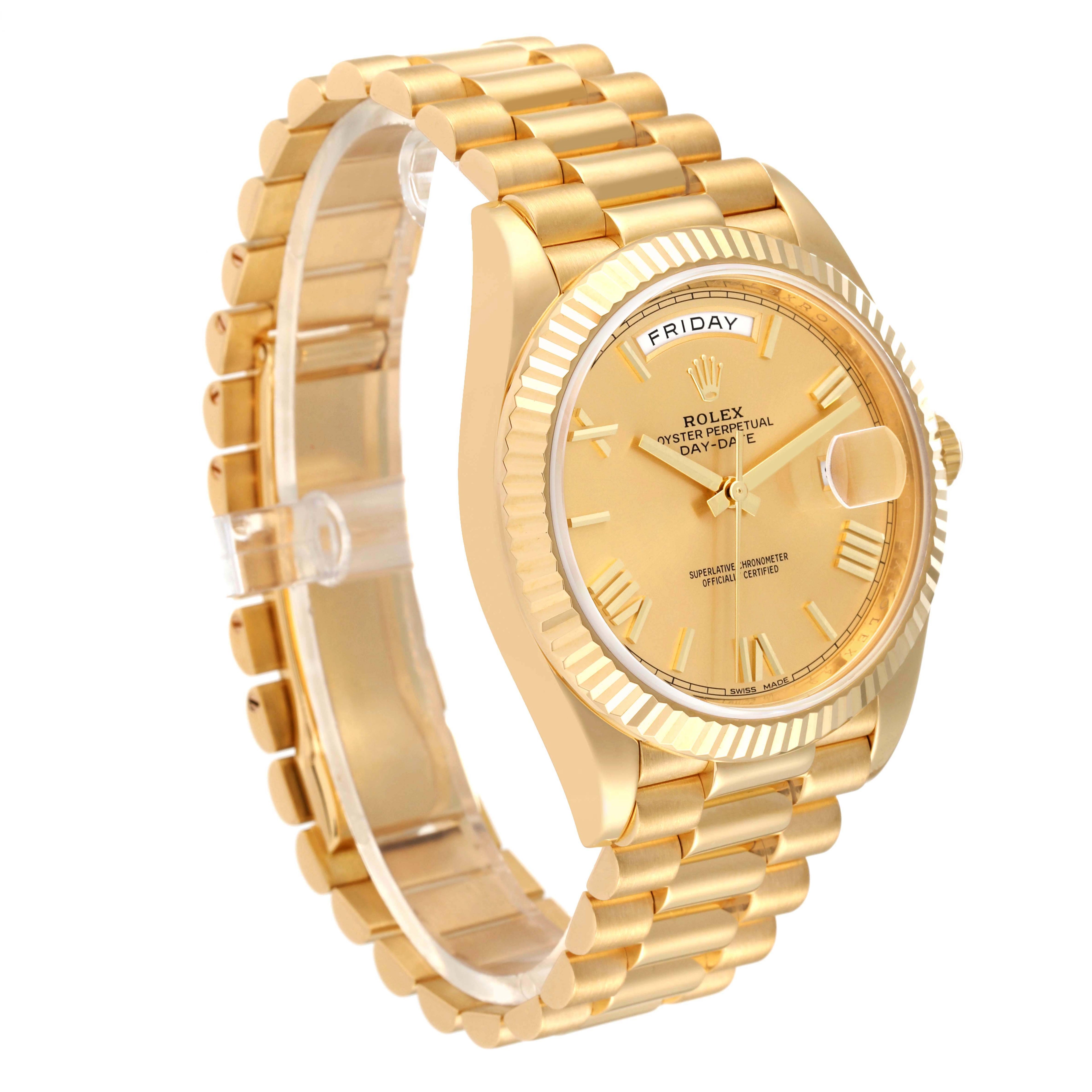 Rolex President Day-Date Yellow Gold Champagne Dial Mens Watch 228238 Box Card