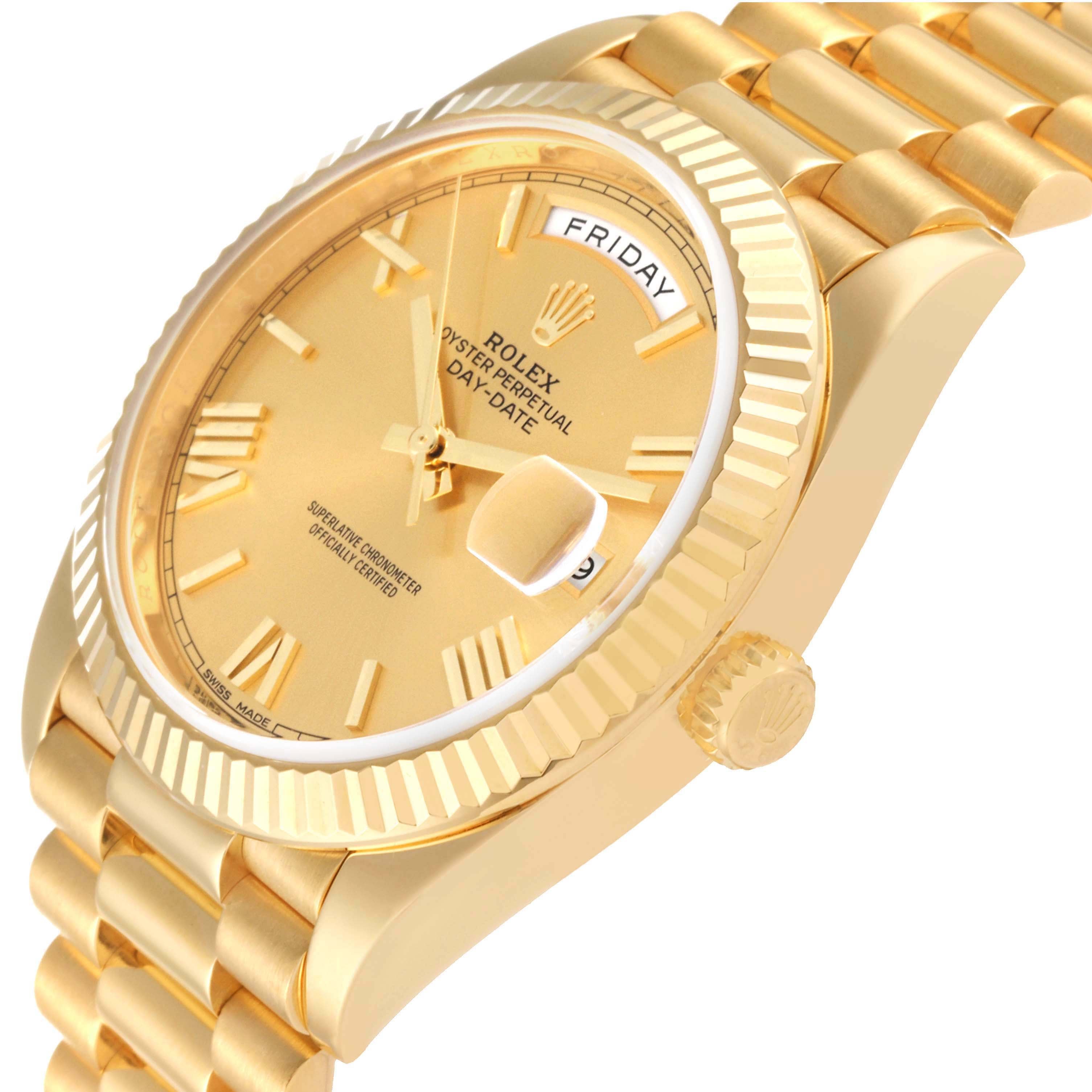 Rolex President Day-Date Yellow Gold Champagne Dial Mens Watch 228238 Box Card