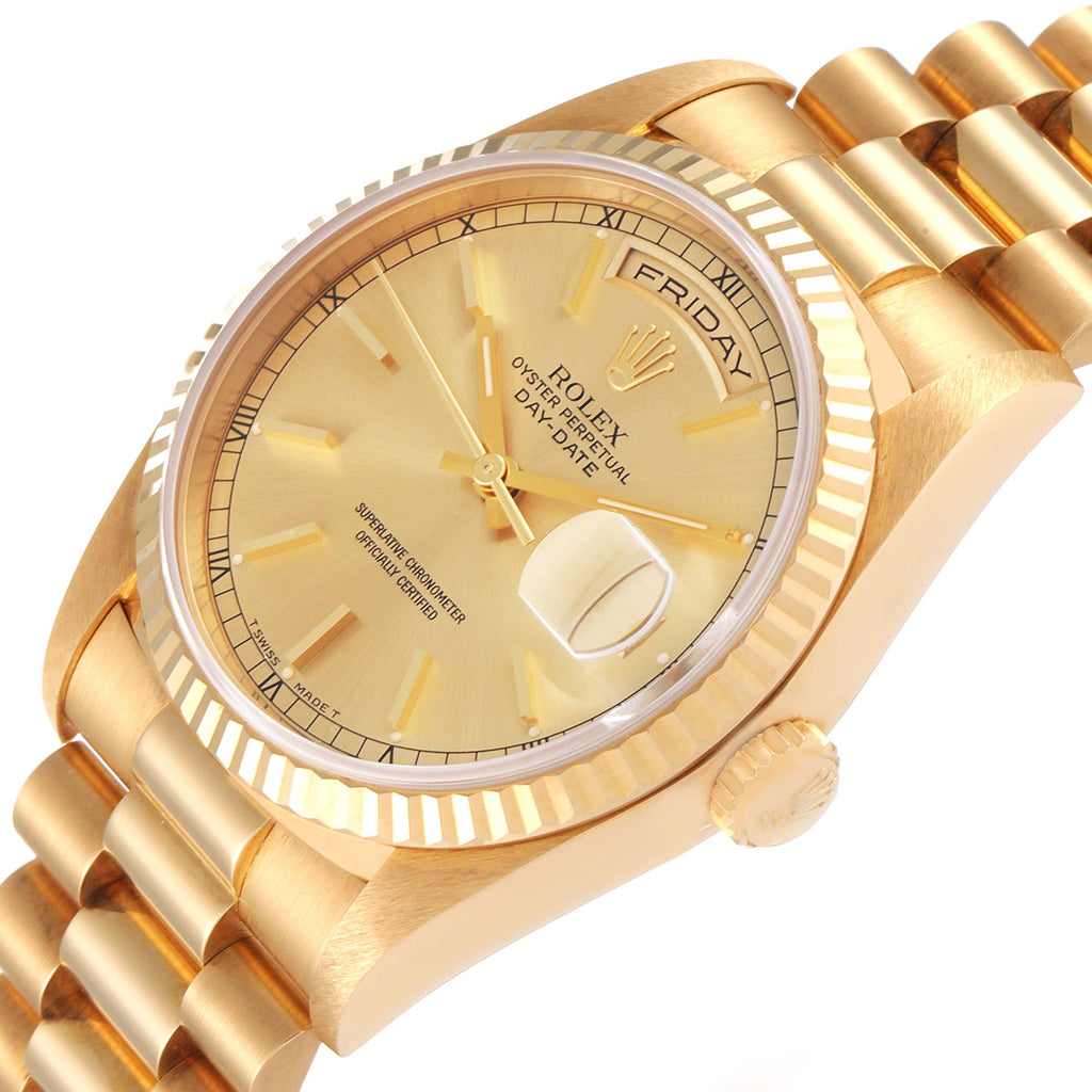 Rolex President Day-Date Yellow Gold Champagne Dial Watch 18238 NOS Unworn