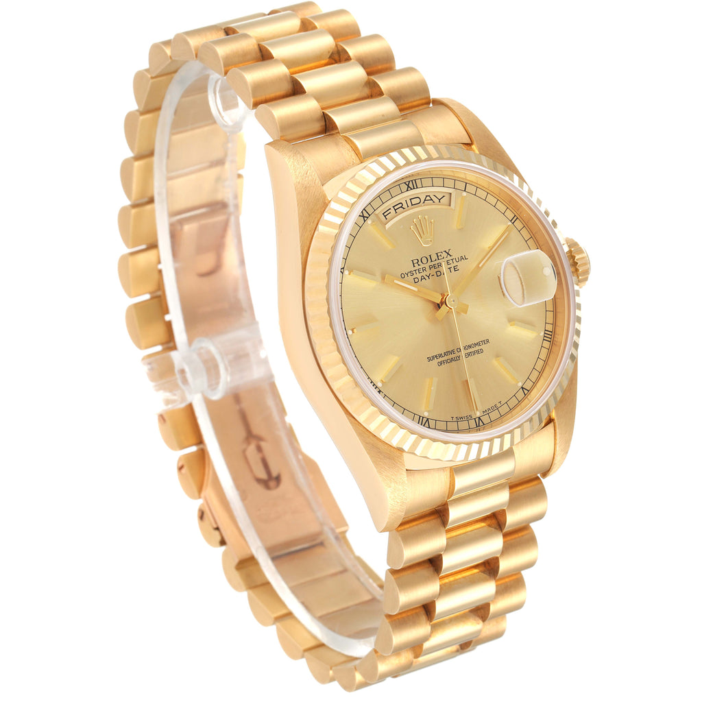 Rolex President Day-Date Yellow Gold Champagne Dial Watch 18238 NOS Unworn