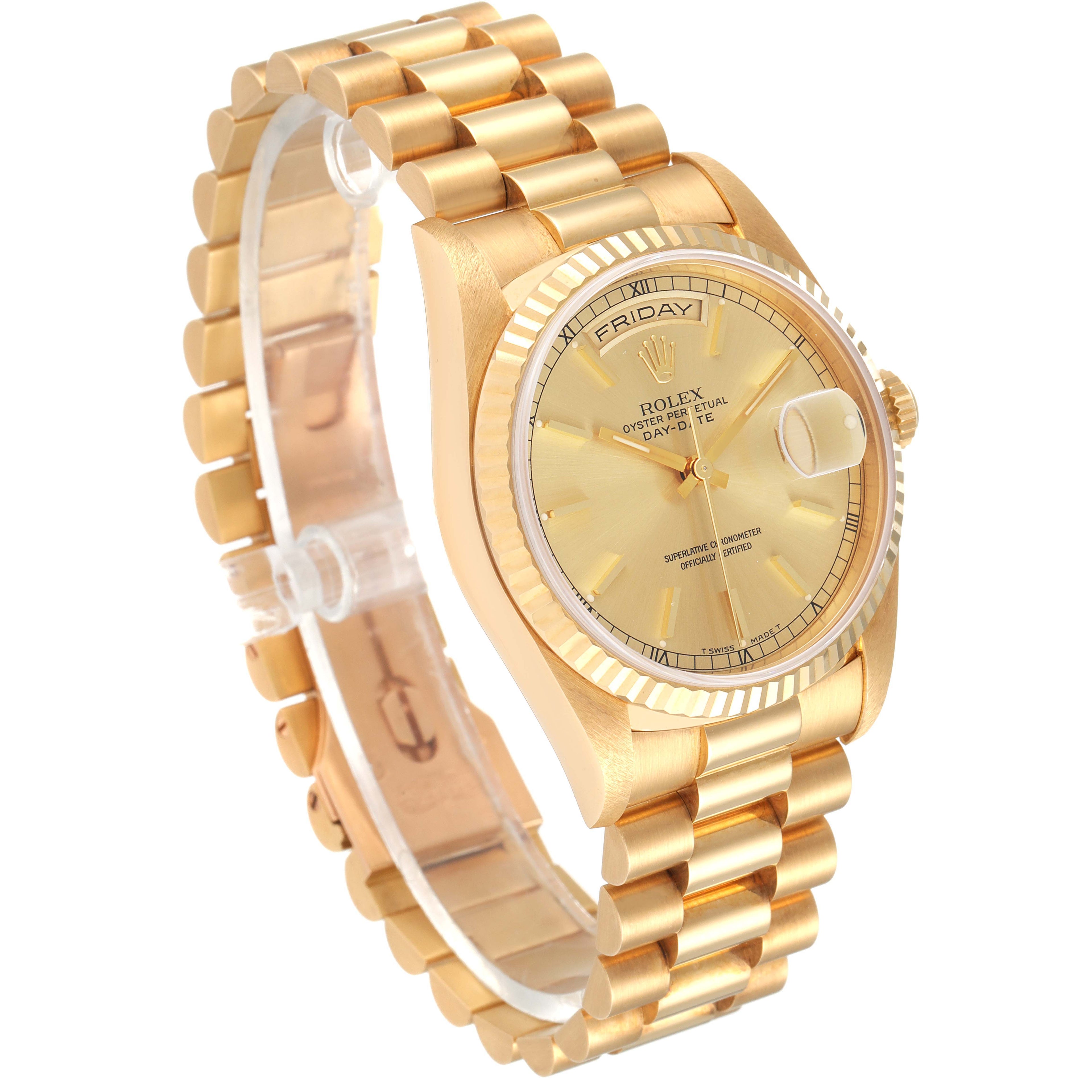 Rolex President Day-Date Yellow Gold Champagne Dial Watch 18238 NOS Unworn