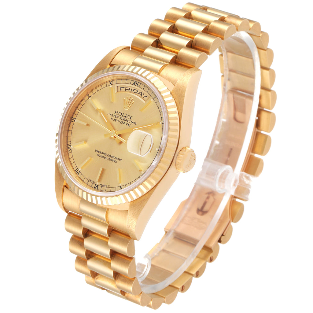 Rolex President Day-Date Yellow Gold Champagne Dial Watch 18238 NOS Unworn