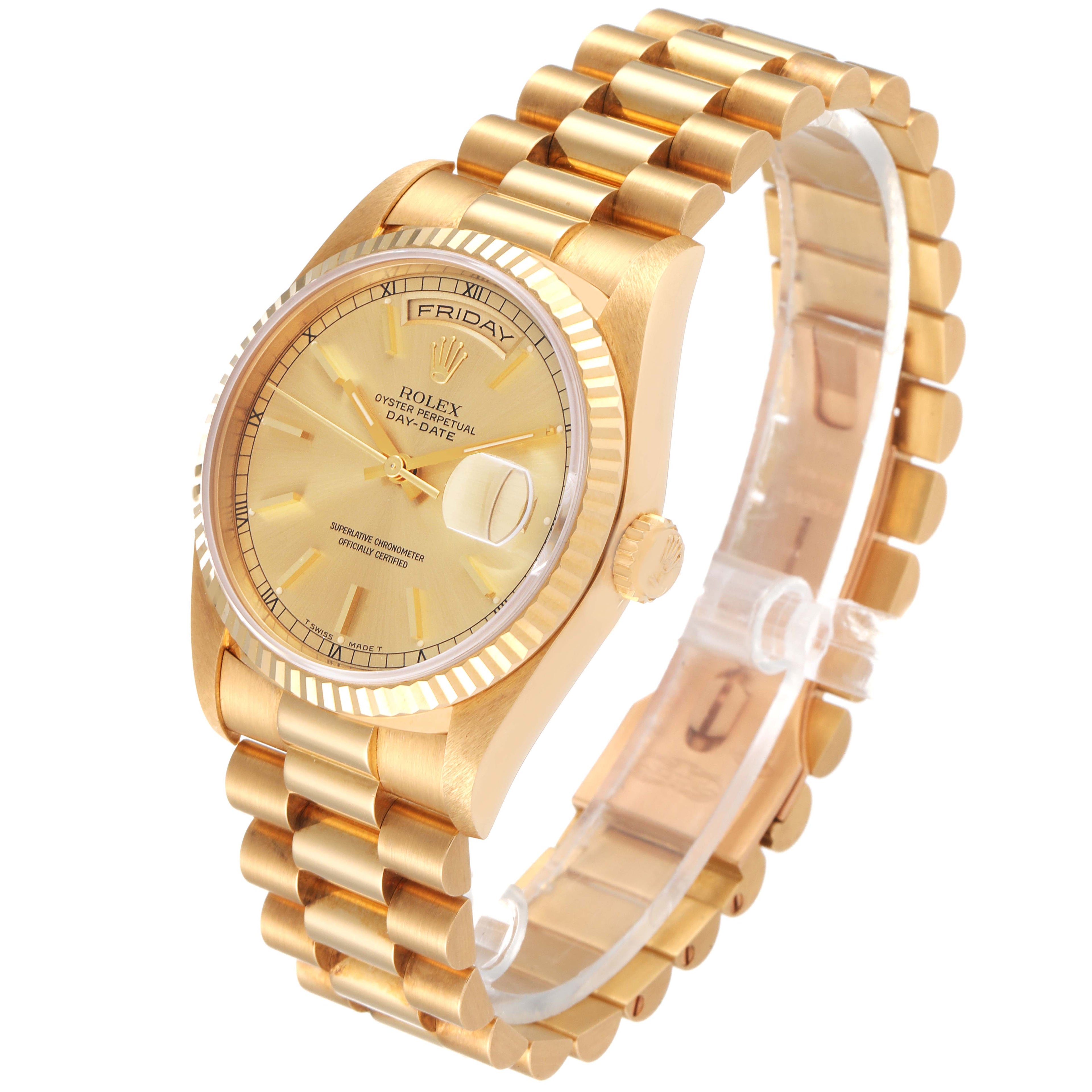 Rolex President Day-Date Yellow Gold Champagne Dial Watch 18238 NOS Unworn
