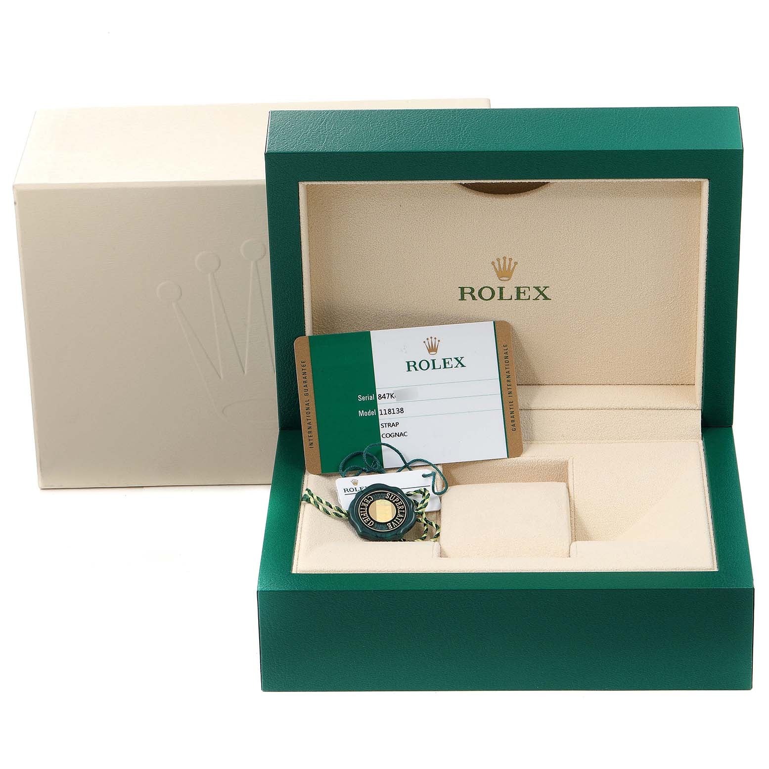Rolex President Day-Date Yellow Gold Cognac Dial Mens Watch 118138 Box Card