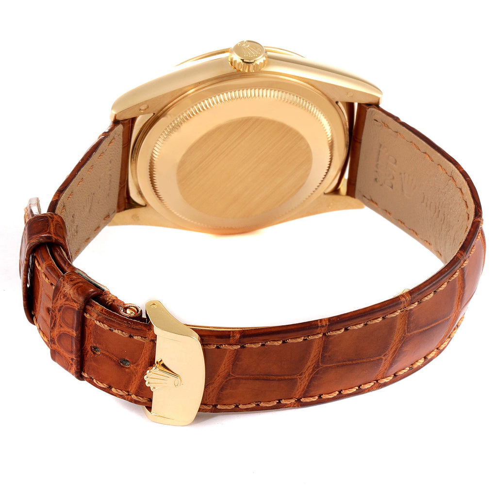Rolex President Day-Date Yellow Gold Cognac Dial Mens Watch 118138 Box Card