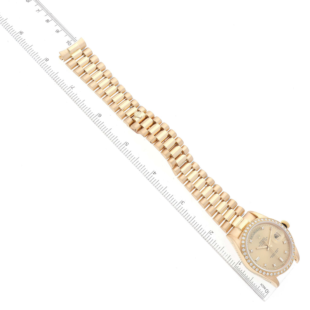 Rolex President Day-Date Yellow Gold Diamond Bezel  Watch 18048