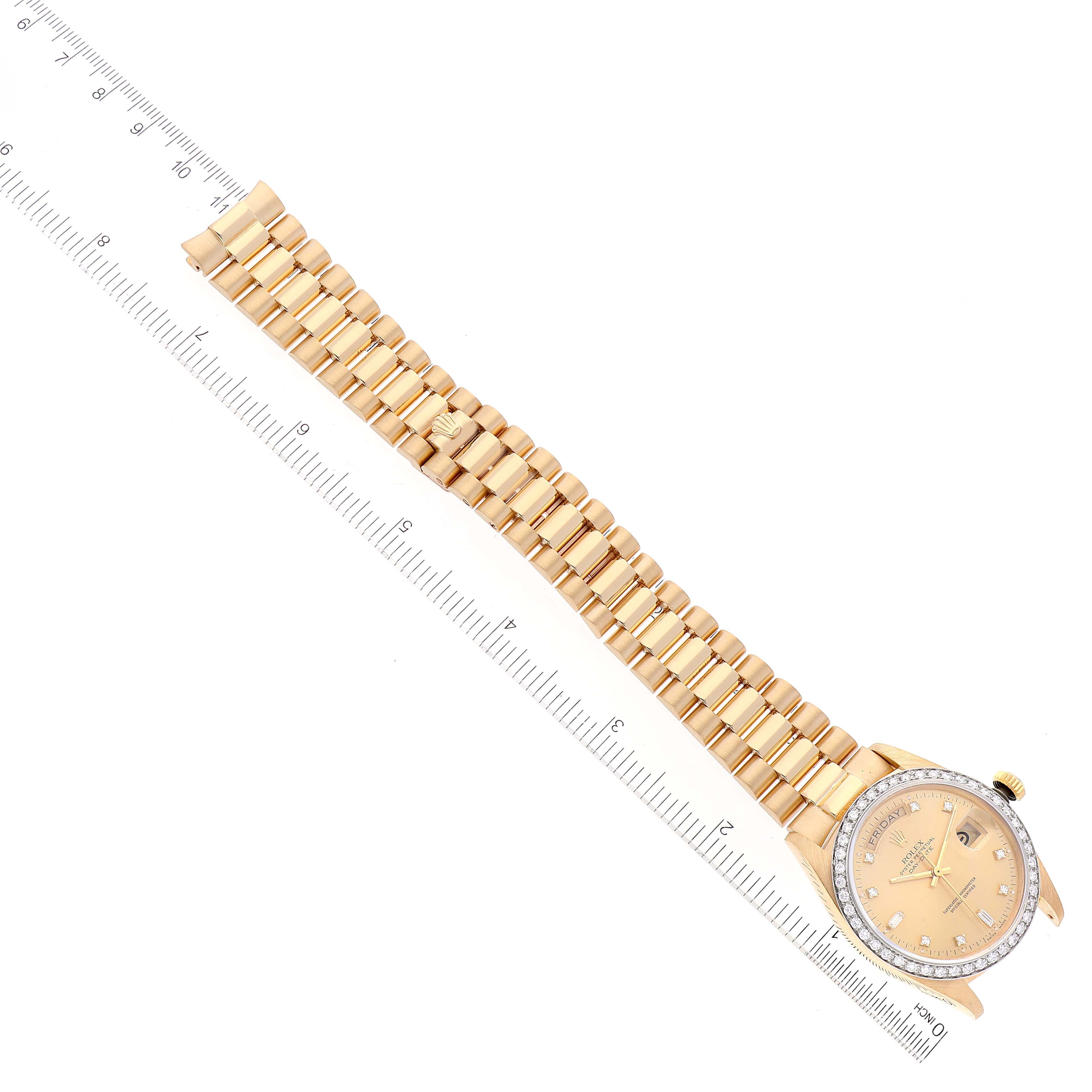 Rolex President Day-Date Yellow Gold Diamond Bezel  Watch 18048 Papers