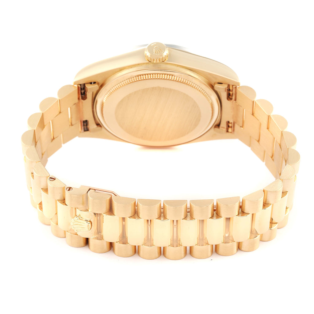 Rolex President Day-Date Yellow Gold Diamond Bezel  Watch 18048 Papers
